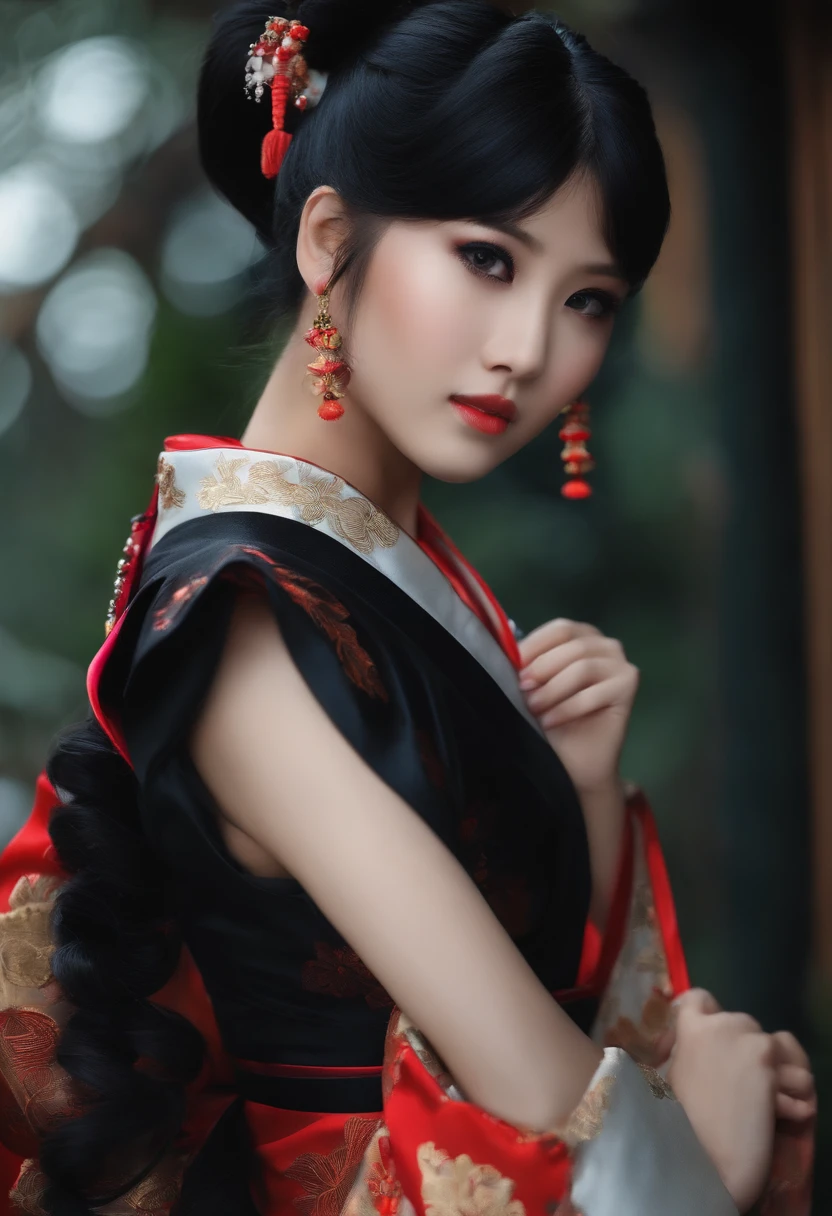 Girls with black ponytails,japanes