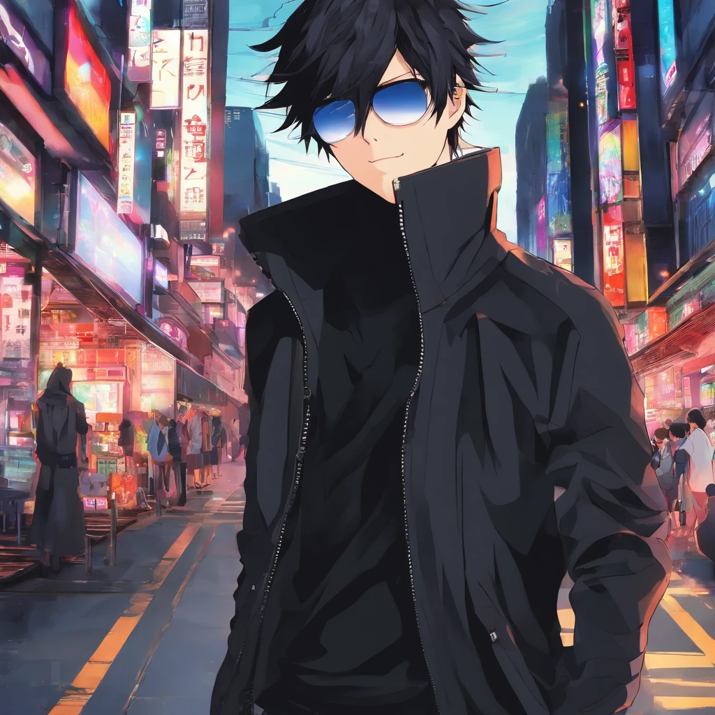 anime guy in a black jacket and sunglasses standing in a city street, undercut hairstyle, black hair, eye scar, badass anime 8 k, 4k anime wallpaper, anime style 4 k, anime art wallpaper 8 k, anime wallpaper 4k, anime wallpaper 4 k, 4 k manga wallpaper, best anime 4k konachan wallpaper, anime art wallpaper 4 k, anime art wallpaper 4k