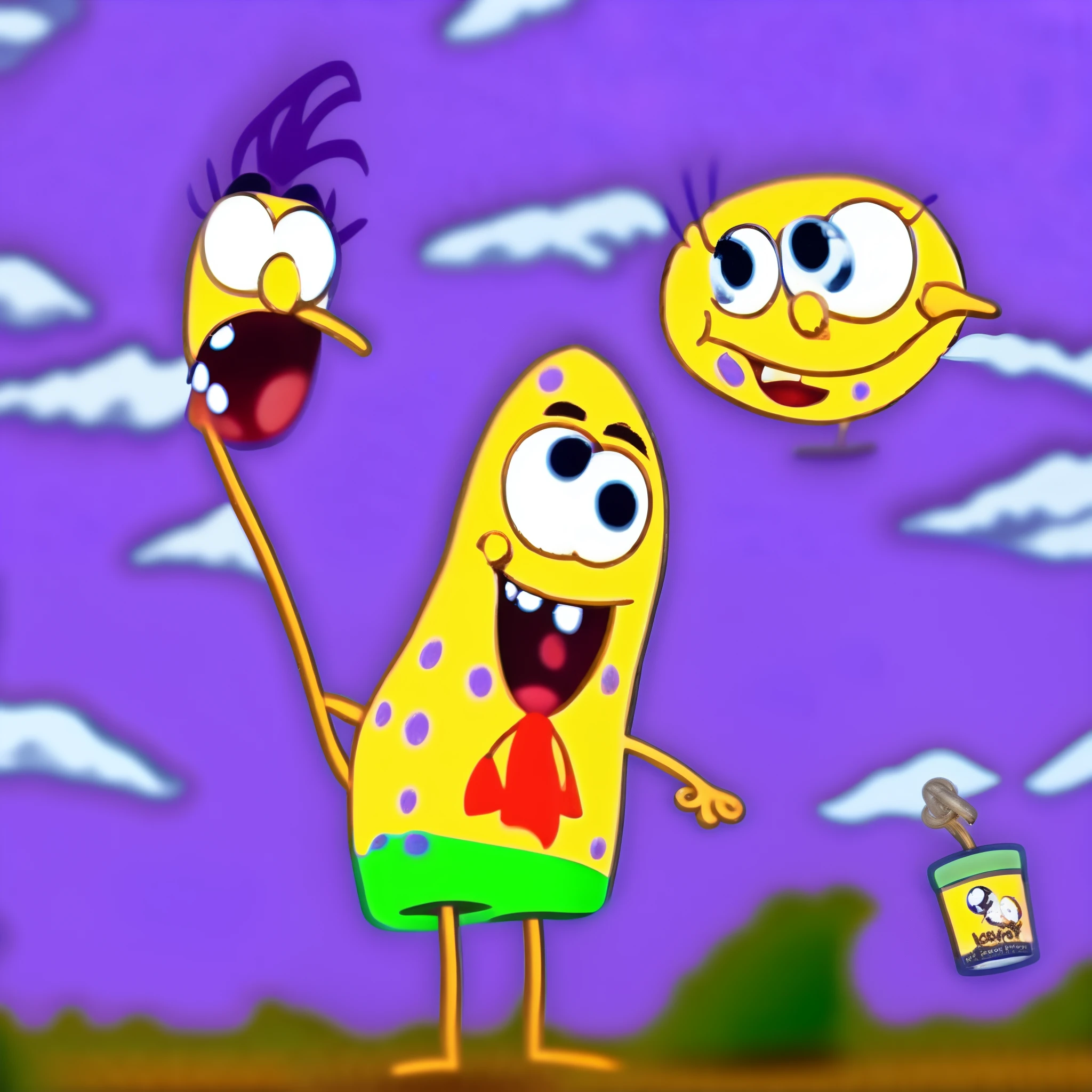 make an image of hyper realistic Patrick from SpongeBob dripped with a Nike tech and Air Force ones with a diamond chain on drinking purple sprite in a hellcat red eye bring down bikini bottom with Sandy in the backseat