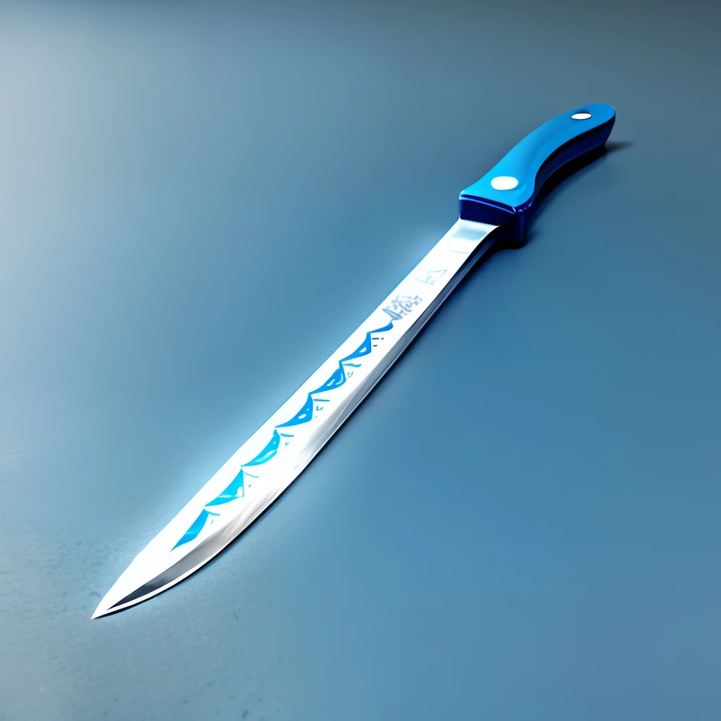Cartoonish knife on blue background