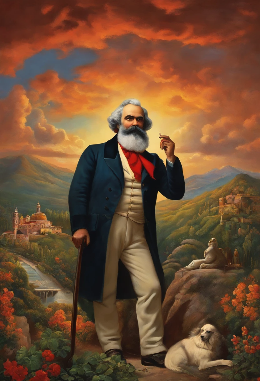 karl marx fantasiado de chapolin colorado pintura