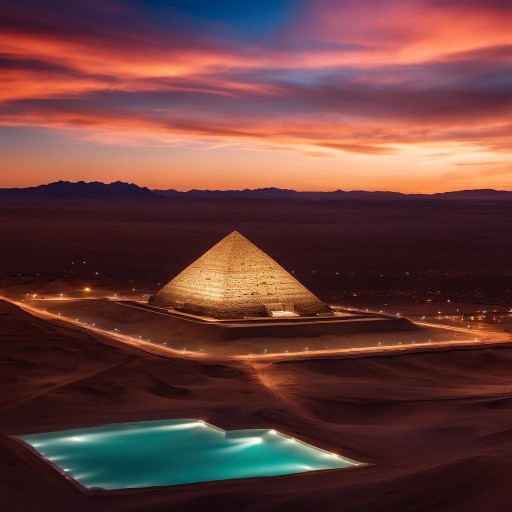 Crystal pyramid、A desert、starrysky、Superior quality、8K quality、magnifica、galactic