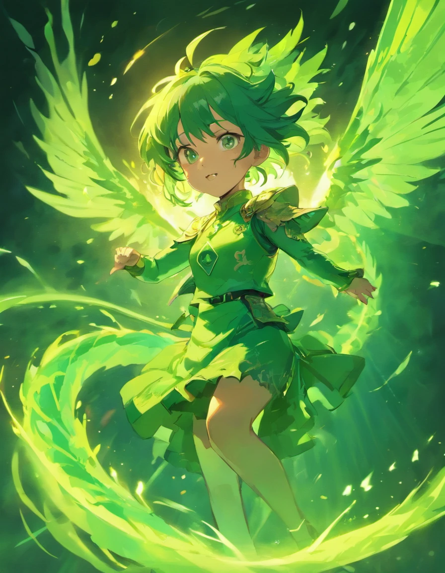 Green Dragon in Flight, who breathes out fire with the inscription 2024
