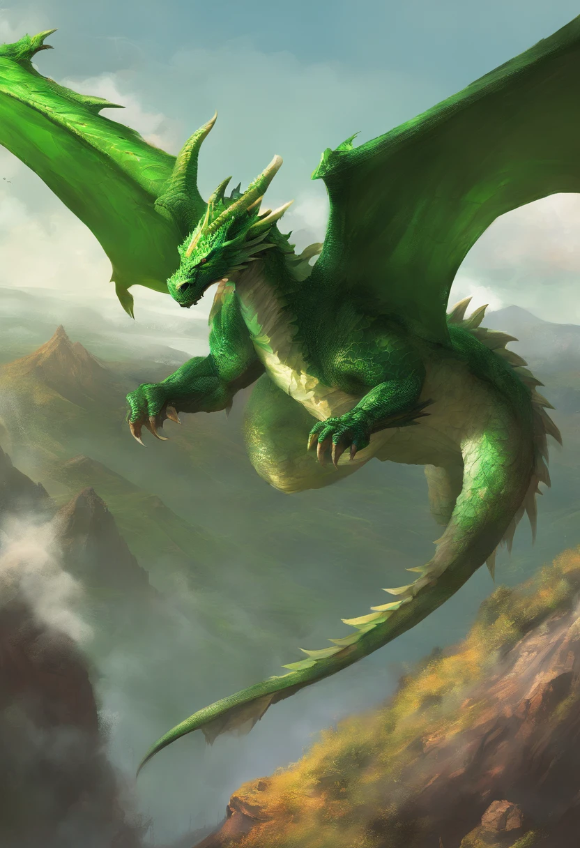 (Green Dragon ),(Flight Pose),(best angle), (Better self-expression), Eduardo Cobra acolchoamento, exhales fire