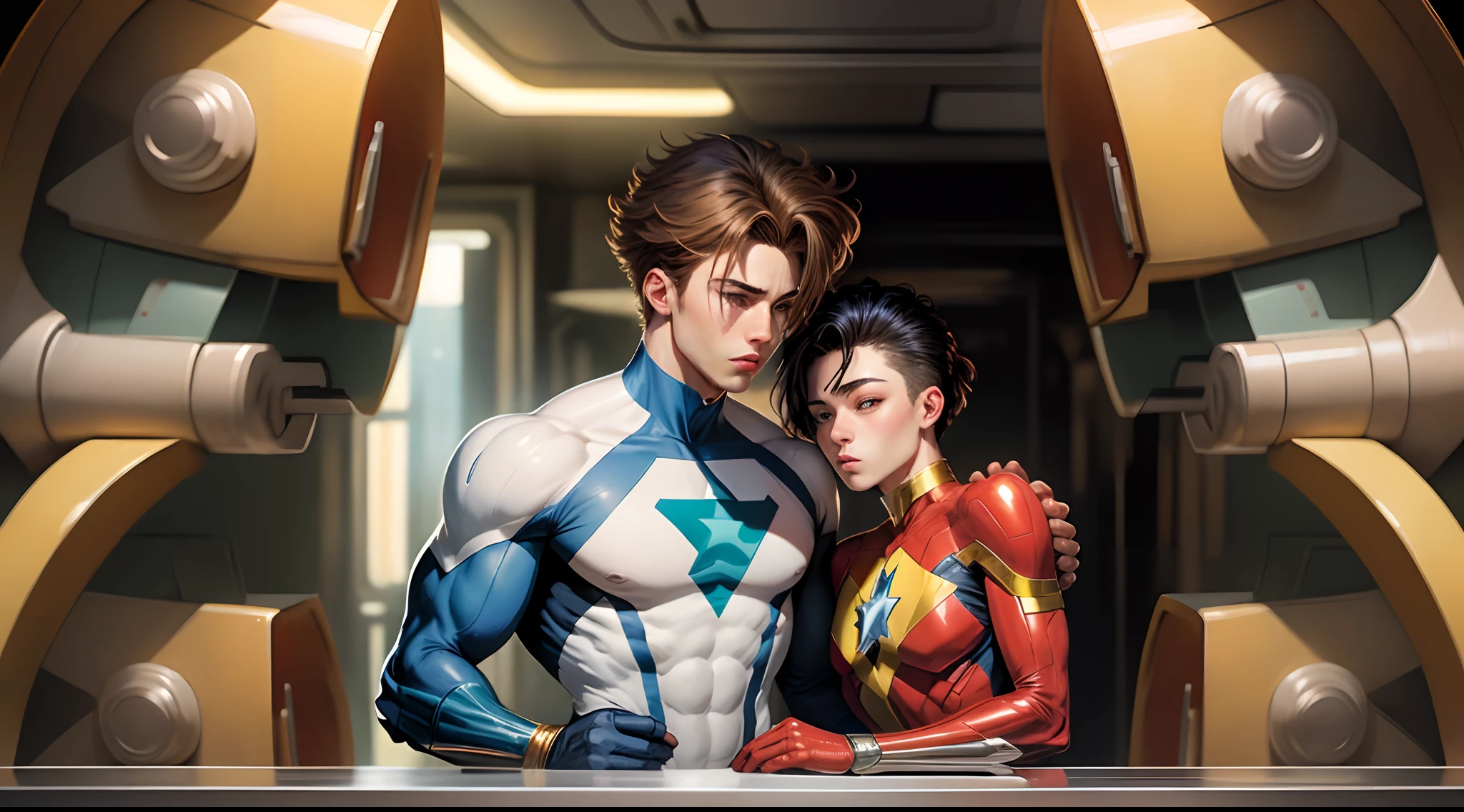 Marvel comics style. Dc comics style. Bart Allen/Impulse being a couple with Conner Kent/Kon-el/Superboy