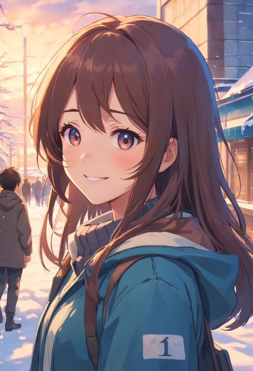 femele 校服 Winters a smile bustup Emo Beautie kawaii cloudiness 牙 hi-school girl frontage Long hair pupils