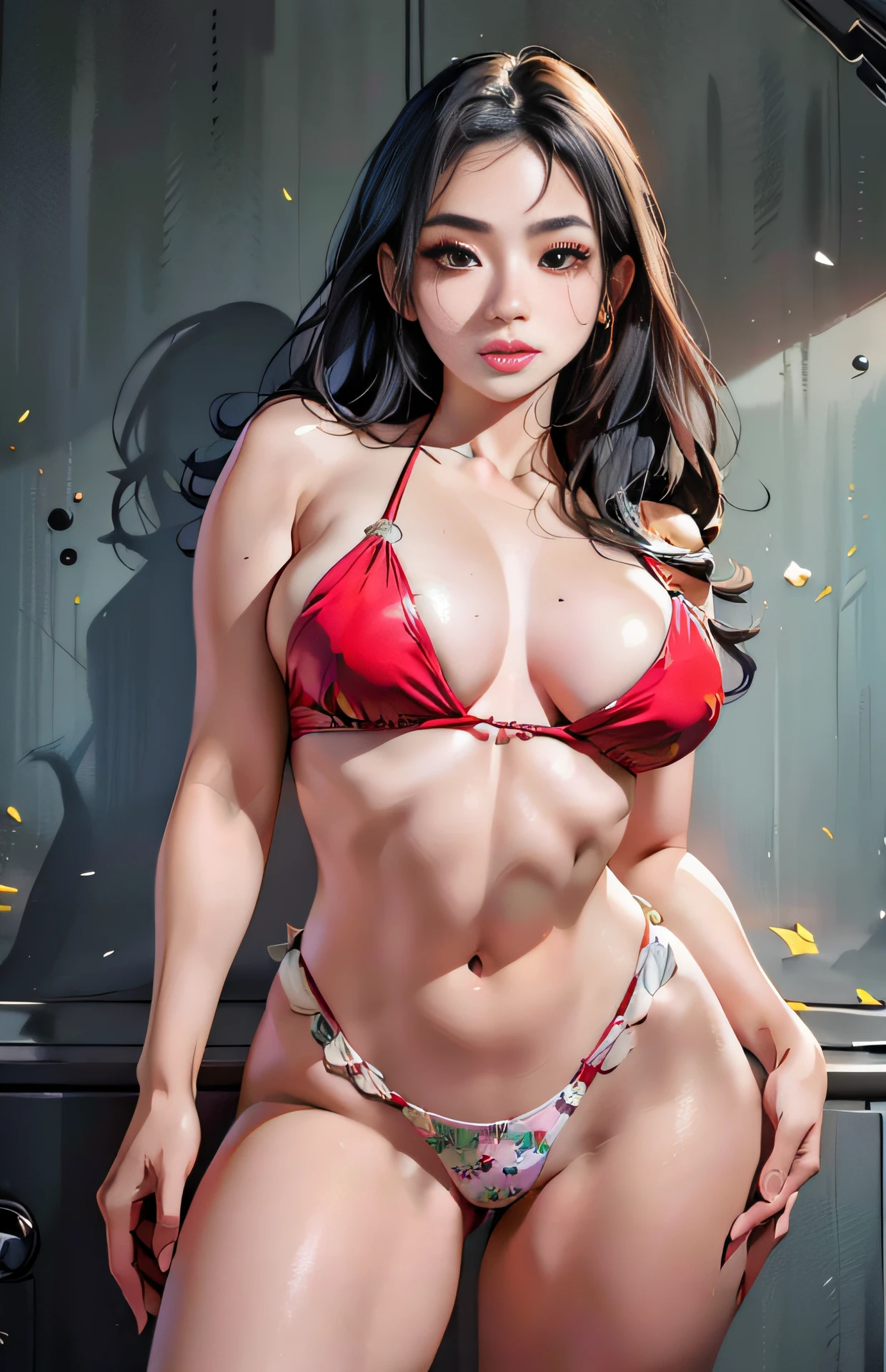 Sexy asian woman in a red bikini posing in a kitchen, Artgerm extremadamente detallado, seductora chica de anime, Hermosa y seductora mujer de anime, Mai Shiranui, Gama Murata y Artgerm, Modelo IG | Artgerm, Diosa japonesa, Estilo Artgerm, Hermoso y atractivo anime adolescente, Arte Pinup, Yoko Matsugane como Mai Shiranui