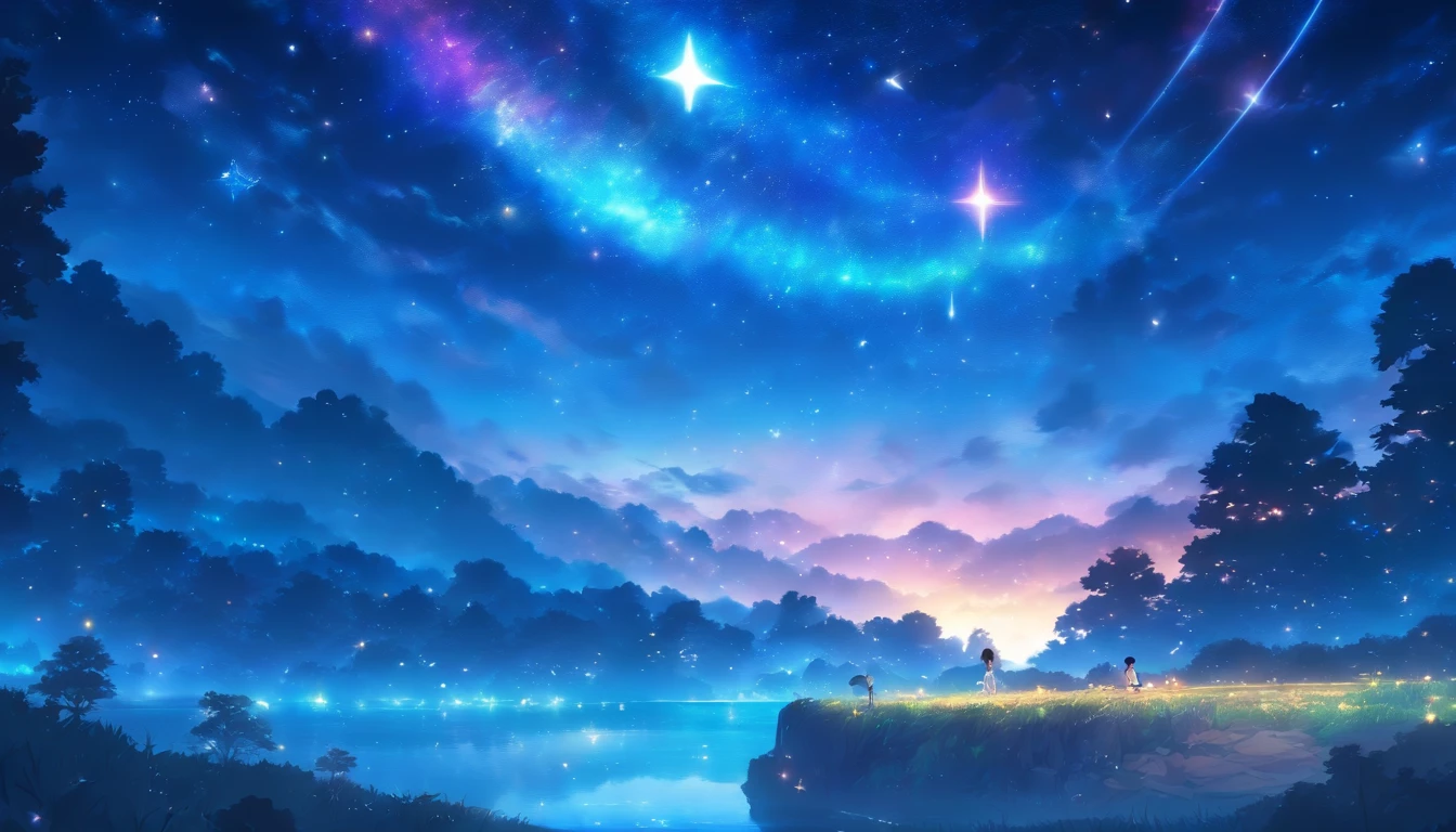 In the infinite universe, Starry sky wrapped in pitch black darkness, A shining star is spinning a special story. There are small river valleys around it,,hyper HD,hyper HD