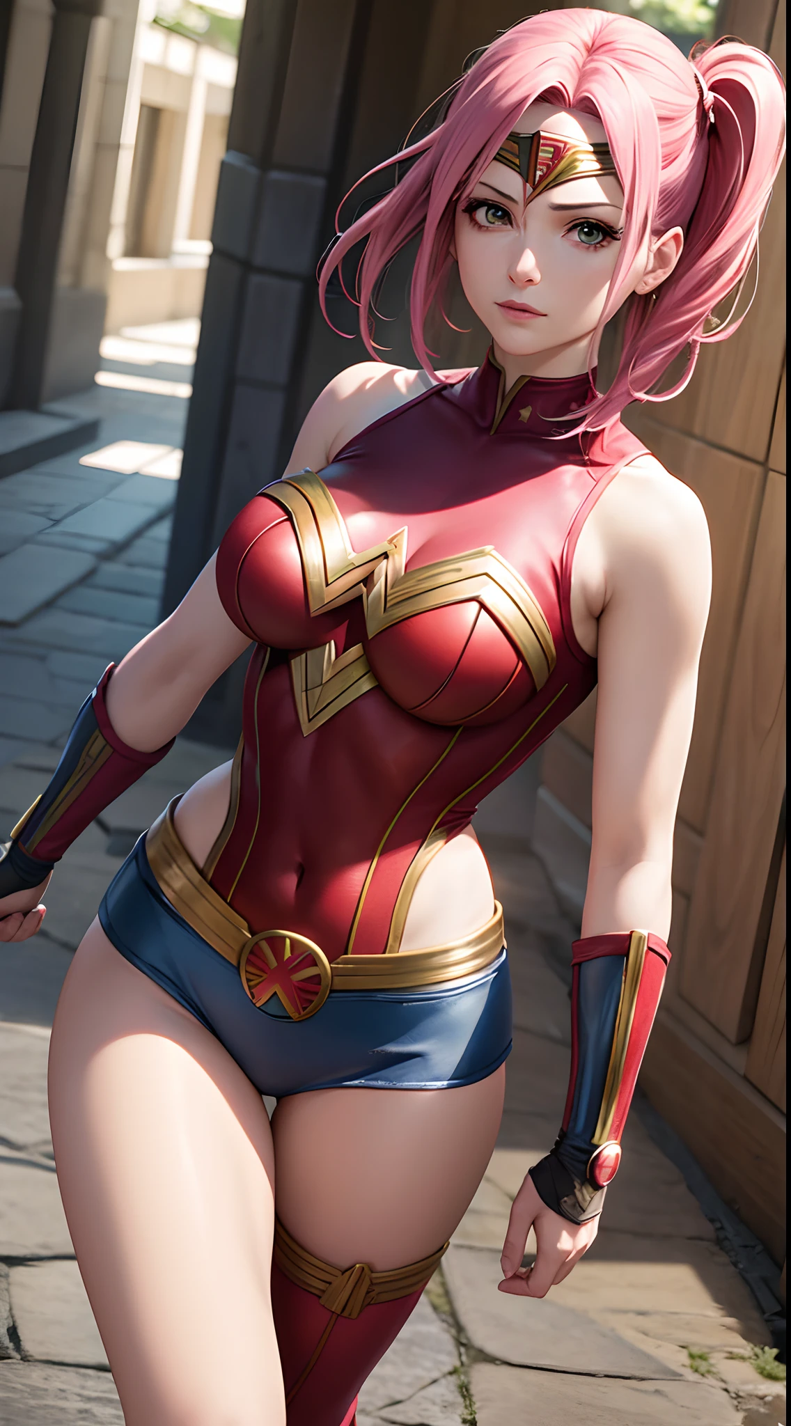 Sakura Haruno como Wonder Woman, DC Quadrinhos, extremamente detalhado, 8k