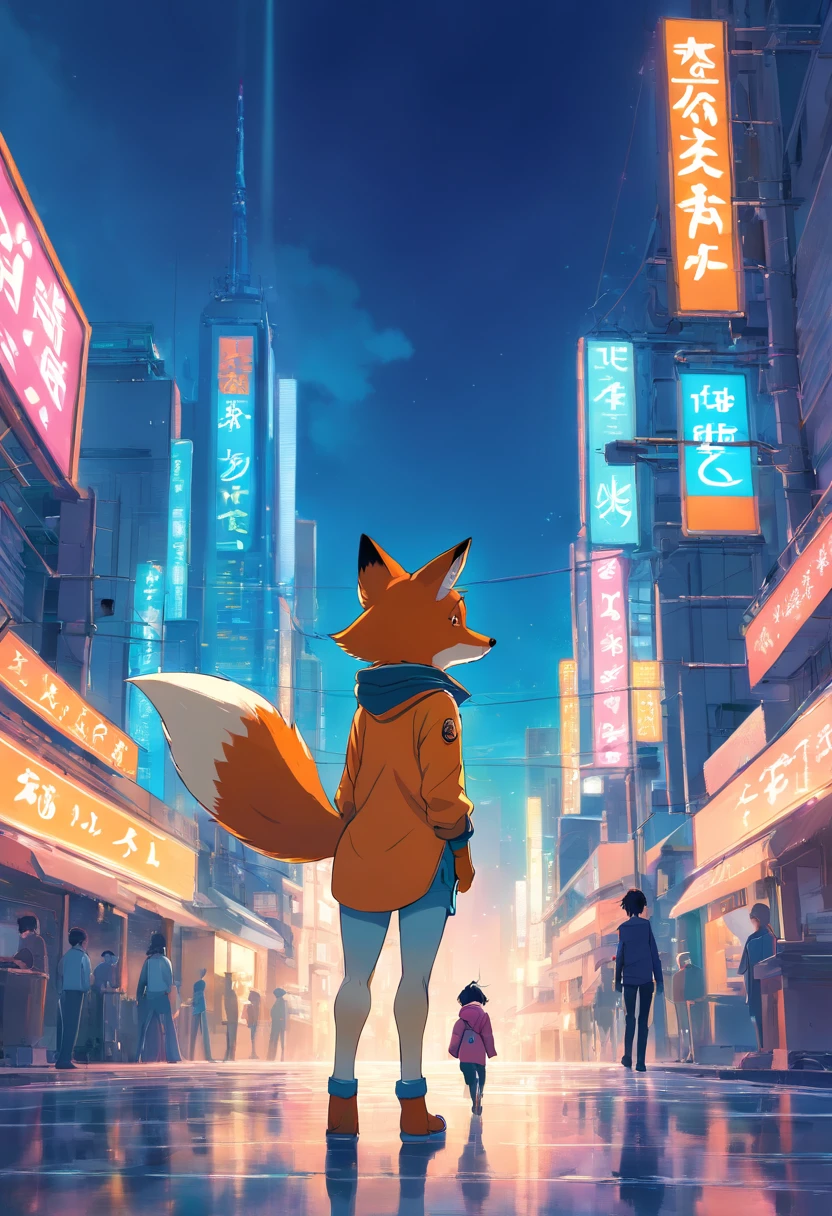 The fox painting style should be a little more cyberpunk