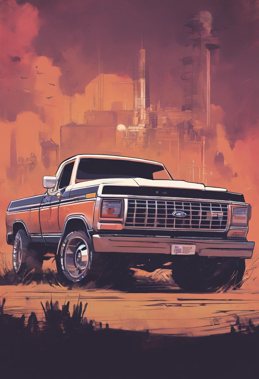ford pickup truck from the 80s, text "El Pelavacas'.