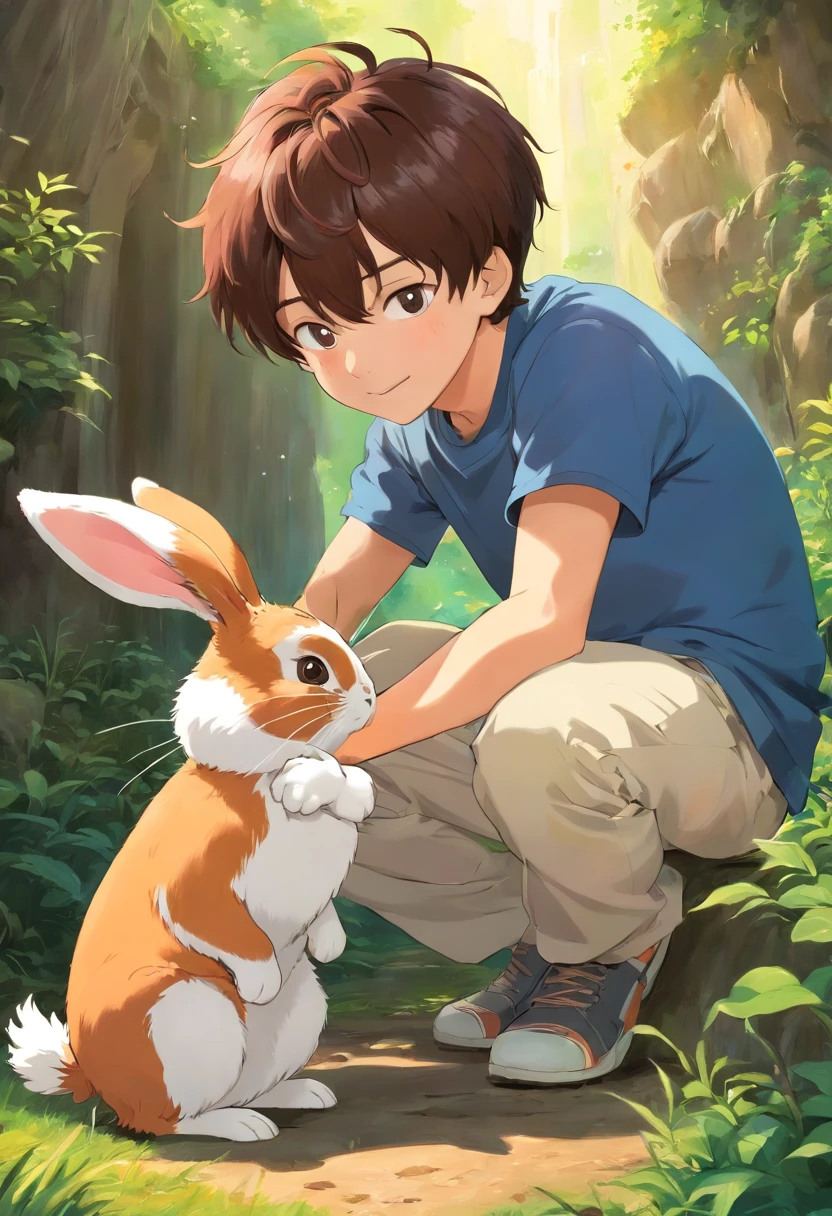 Jungkook playing with a cute rabbit