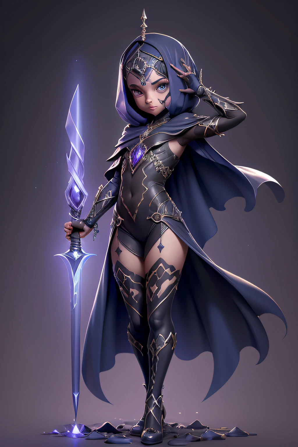 cassadora de monstros, Cover covering body and head, Magical Arts, olhar inocente, capa muito grande, personagem iluminada, seios lindos e grandes, wizard,((sexy)),((muito sensual)), ((dagger in hand))