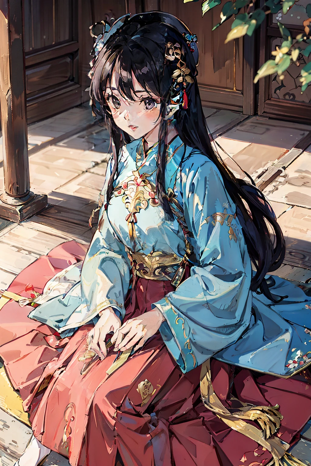 1girl, 21 years old, detailed face, long hair, innocent, seductive face,
hanfu, ming style, Lute-shaped sleeve, mamian skirt, long coat, yunjian,
,golden, interactive, sitting down, (from above: 1.6)