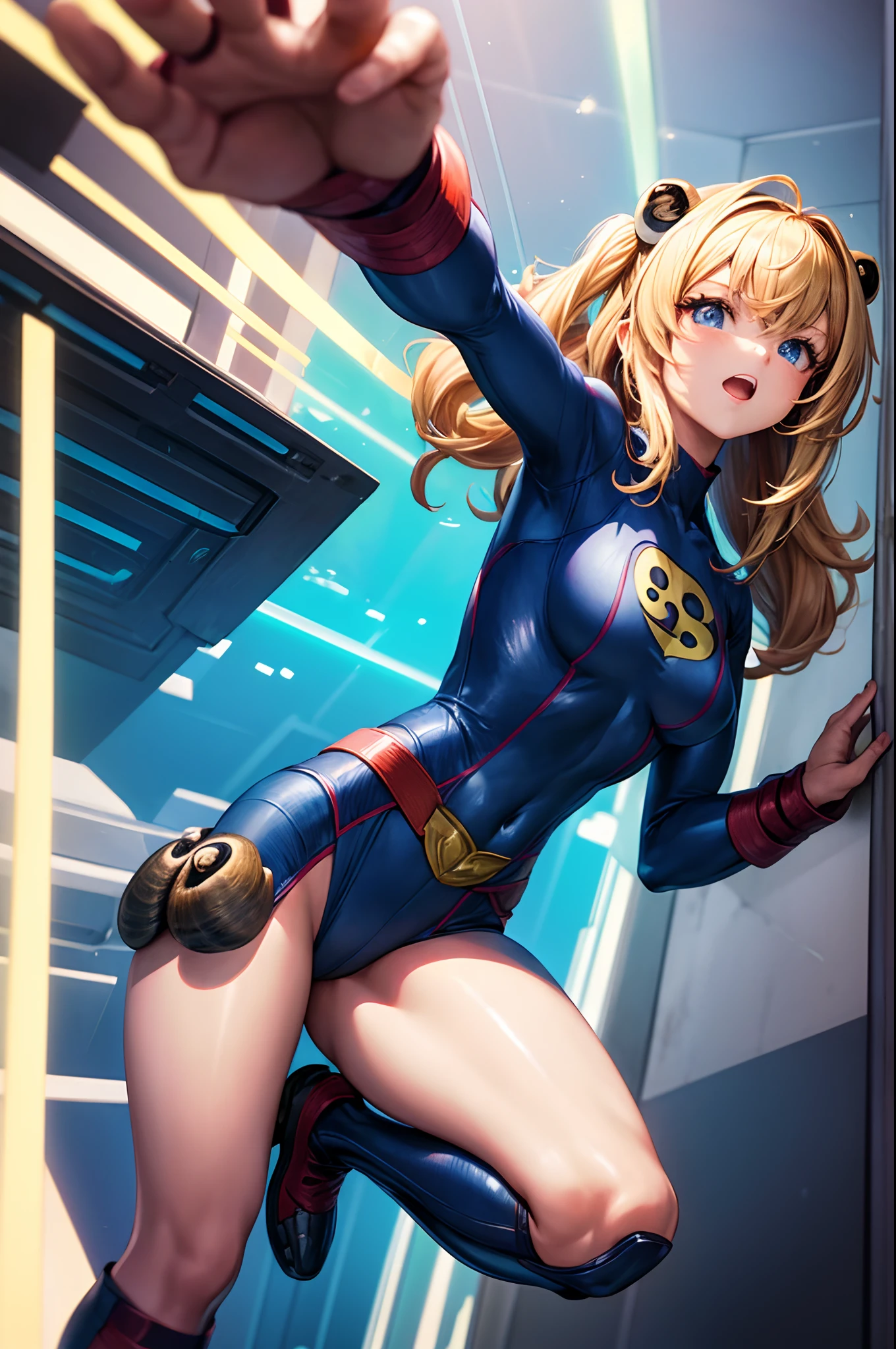 A part man part snail super hero and part sloth part human girl super hero strike a hero pose