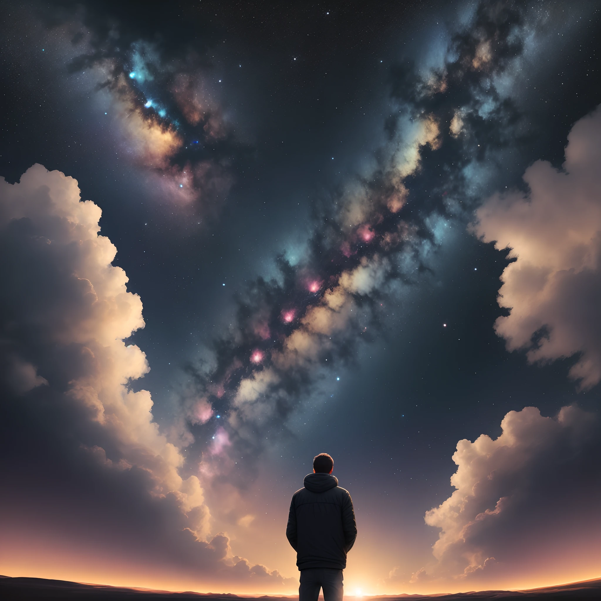 man standing in front of space