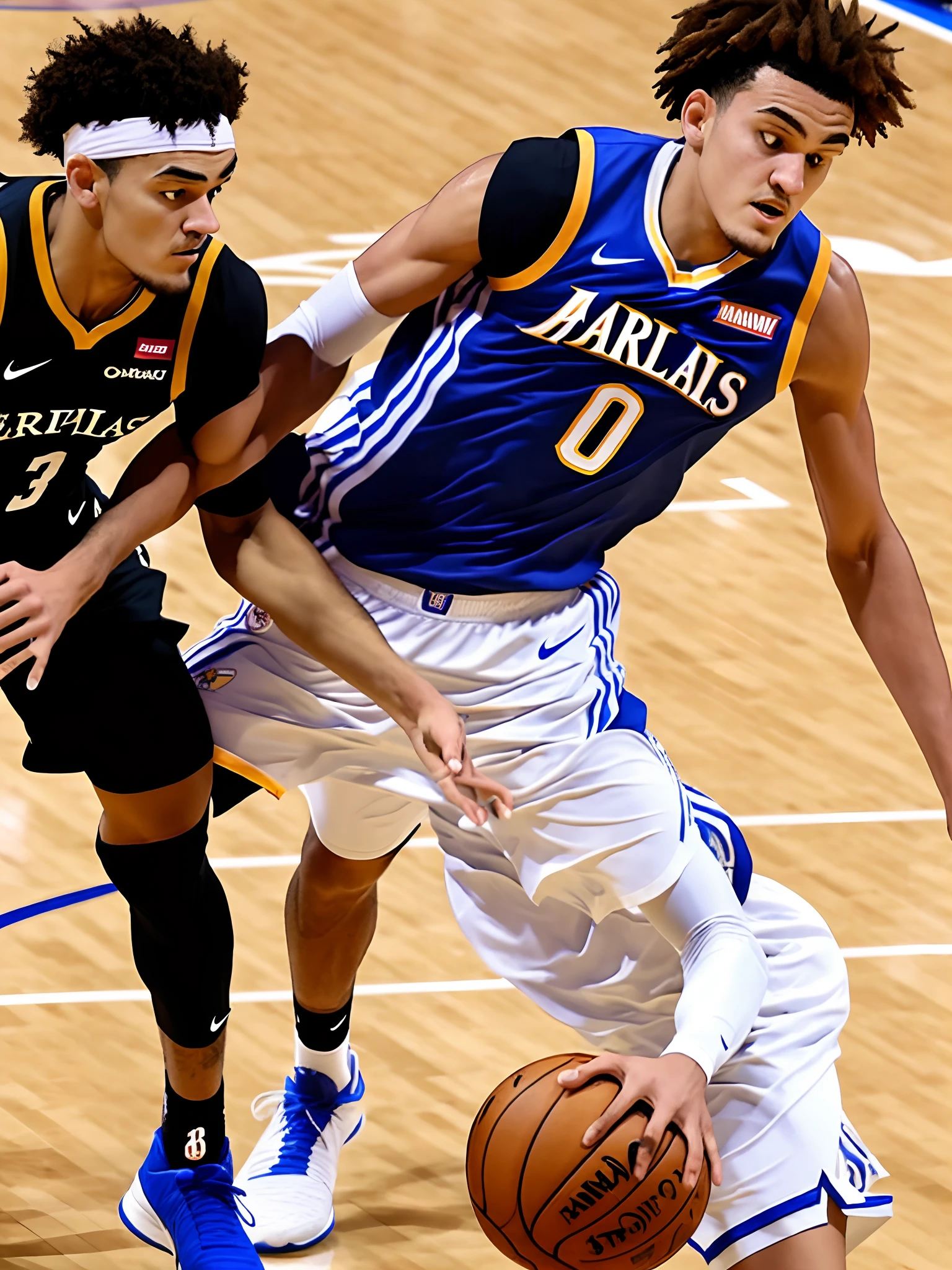 Trae Young groveling beneath Lamelo ball