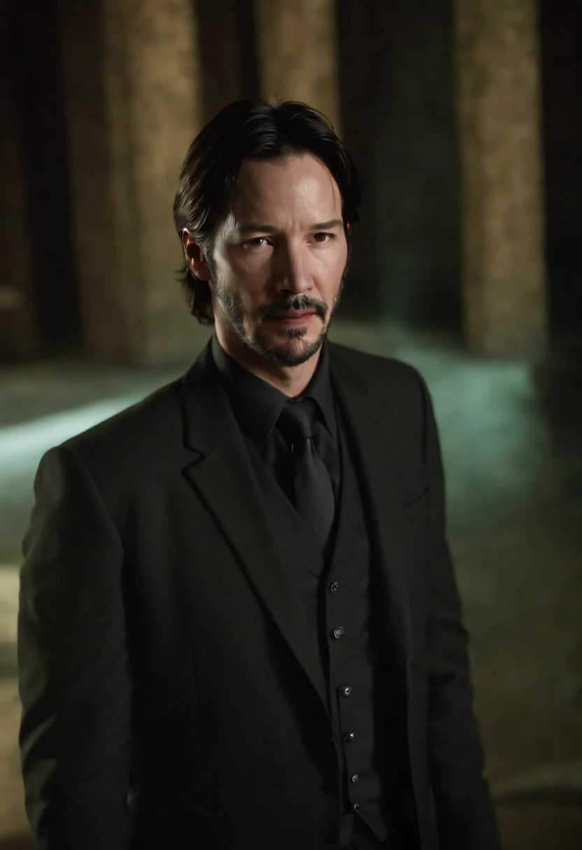 Keanu Reeves vestido de Neon do matrix