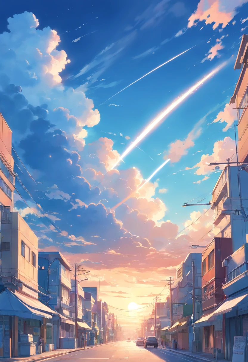 heaven, sky clear, blue skies, poucas nuvens, cena de anime, Blue Sky in Anime Opening