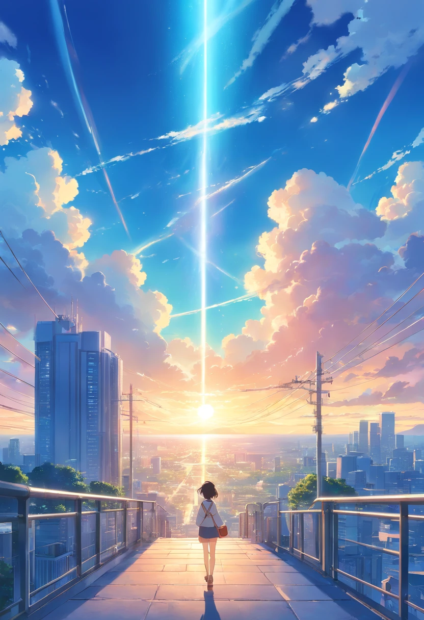 heaven, sky clear, blue skies, poucas nuvens, cena de anime, Blue Sky in Anime Opening