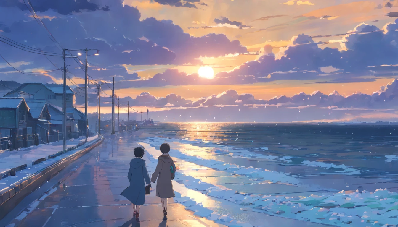 masterpiece、top-quality、Movie stills、Mare Southern ((Winter Cold)) Background with Calm sea breakwater quietness telephoto murky cloudiness mournful (By the sea Road by the sea) ((greys cloudiness 云 Ephemeral Dark, dim, overcast Cloudy The sun is invisible)) Sateen rainy days There are no people bad weather