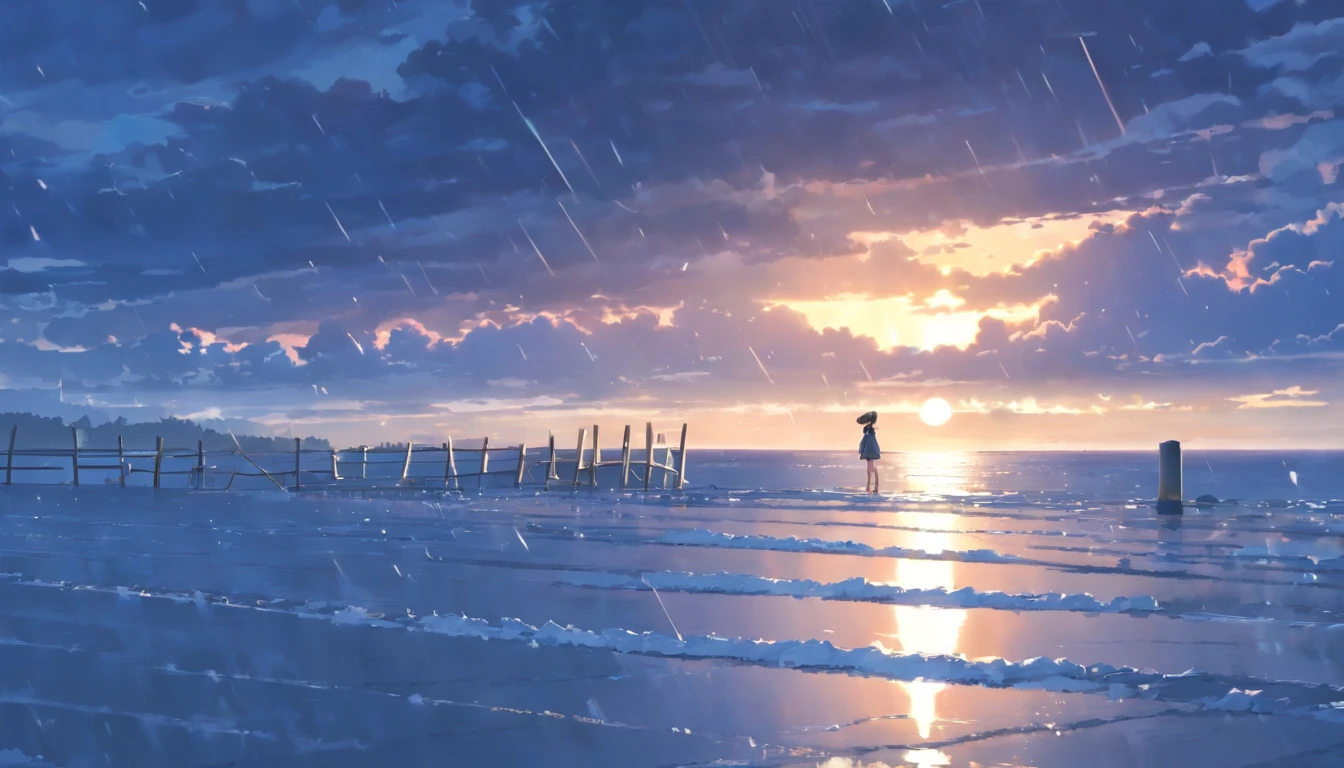 masterpiece、top-quality、Movie stills、Mare Southern ((Winter Cold)) Background with Calm sea breakwater quietness telephoto murky cloudiness mournful (By the sea Road by the sea) ((greys cloudiness 云 Ephemeral Dark, dim, overcast Cloudy The sun is invisible)) Sateen rainy days There are no people bad weather