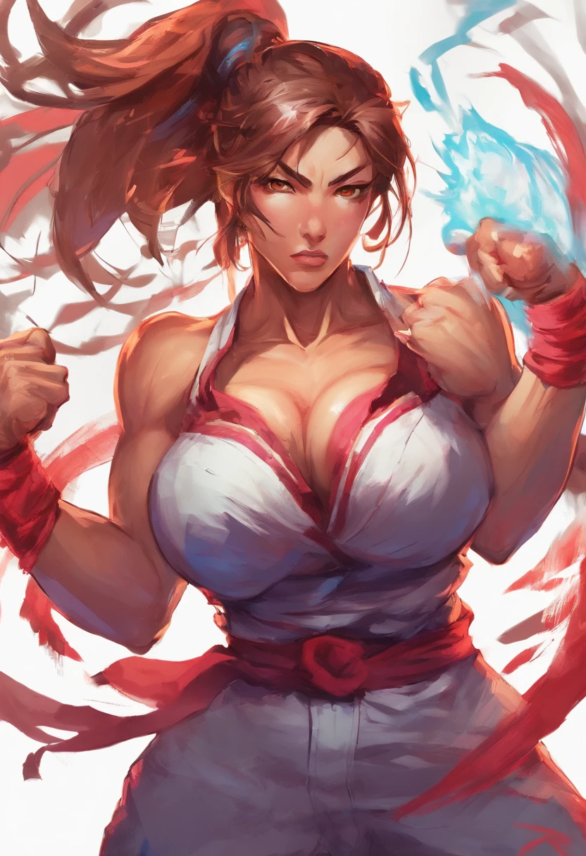 girl with,Chinese big breasts,Fighting Pose,large full breasts,Emphasis on the chest