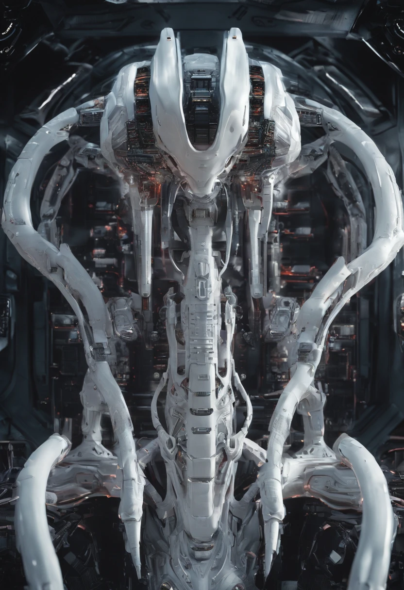 Xenomórfico，armadura blanca，Fotos de cuerpo entero，hightech，Laser Laser，imagen delicada