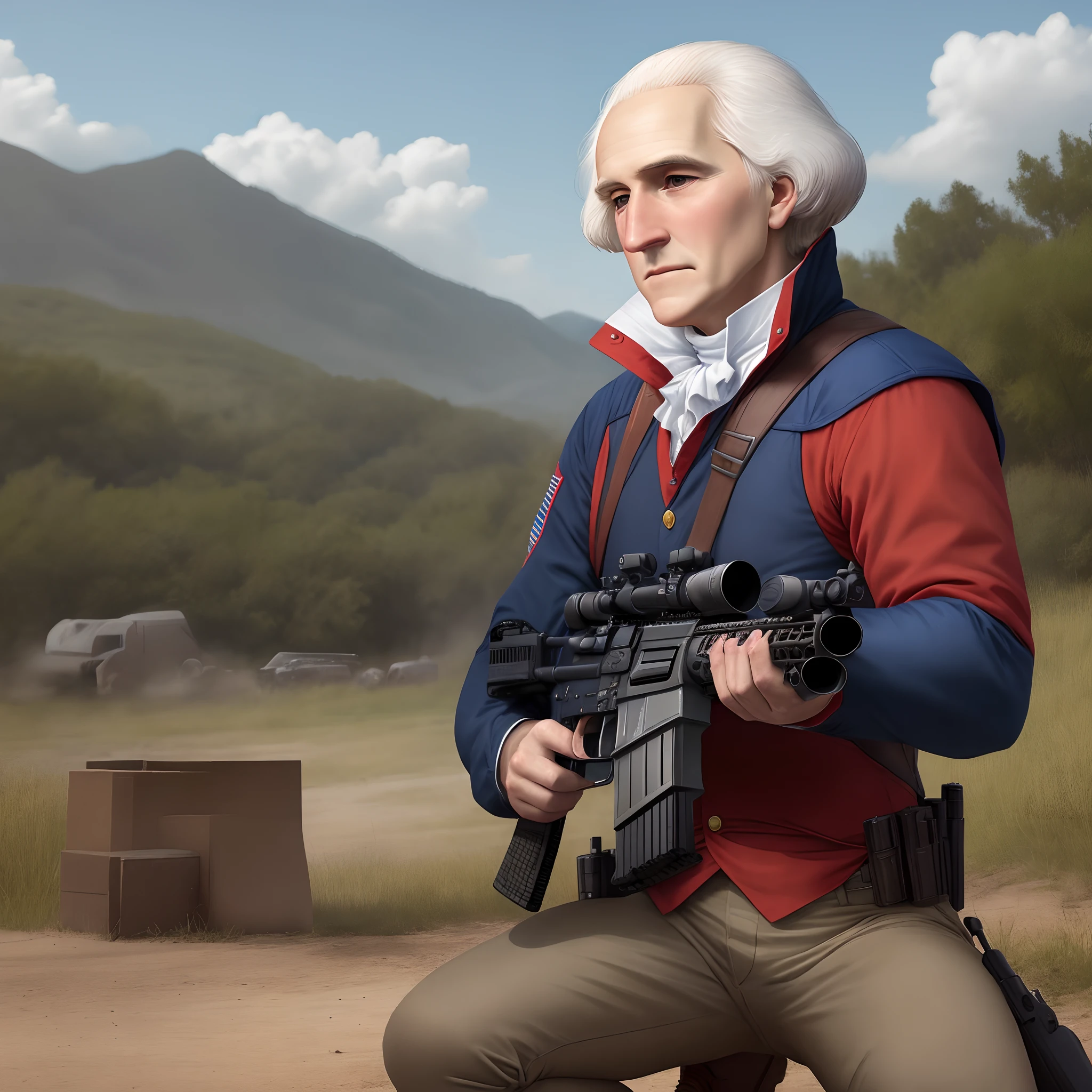 George washington shooting an ar-15