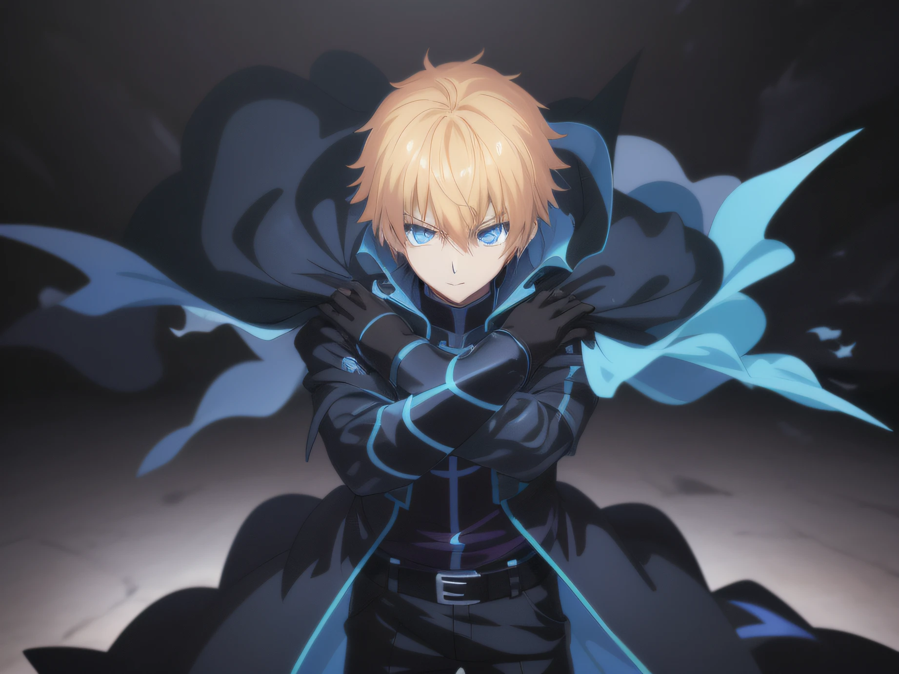 anime character with blue eyes and black cape, tall anime guy with blue eyes, badass anime 8 k, key anime art, anime style like fate/stay night, zerochan art, best anime 4k konachan wallpaper, epic anime style, male anime character, anime art wallpaper 8 k, high quality anime artstyle, anime style 4 k