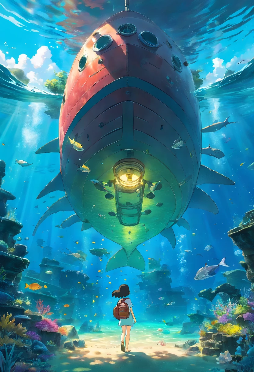 (A high resolution:1.2,hyper HD,Underwater),Amy Ross,Scuba diving,shipwreck,Clear space,Starcloud,Fish swimming,suns rays,Deep-sea exploration,Adventure,Explore the unknown,Space equipment,Underwater world,Marine life,diver,Depth,underwater photography,Colorful,Remote location,Adventure sports,Shipwreck exploration,Rich biodiversity,Vivid colors,Detailed textures,water Reflections,Sunlight penetrates water,A journey of discovery,depth perception,A thrilling experience