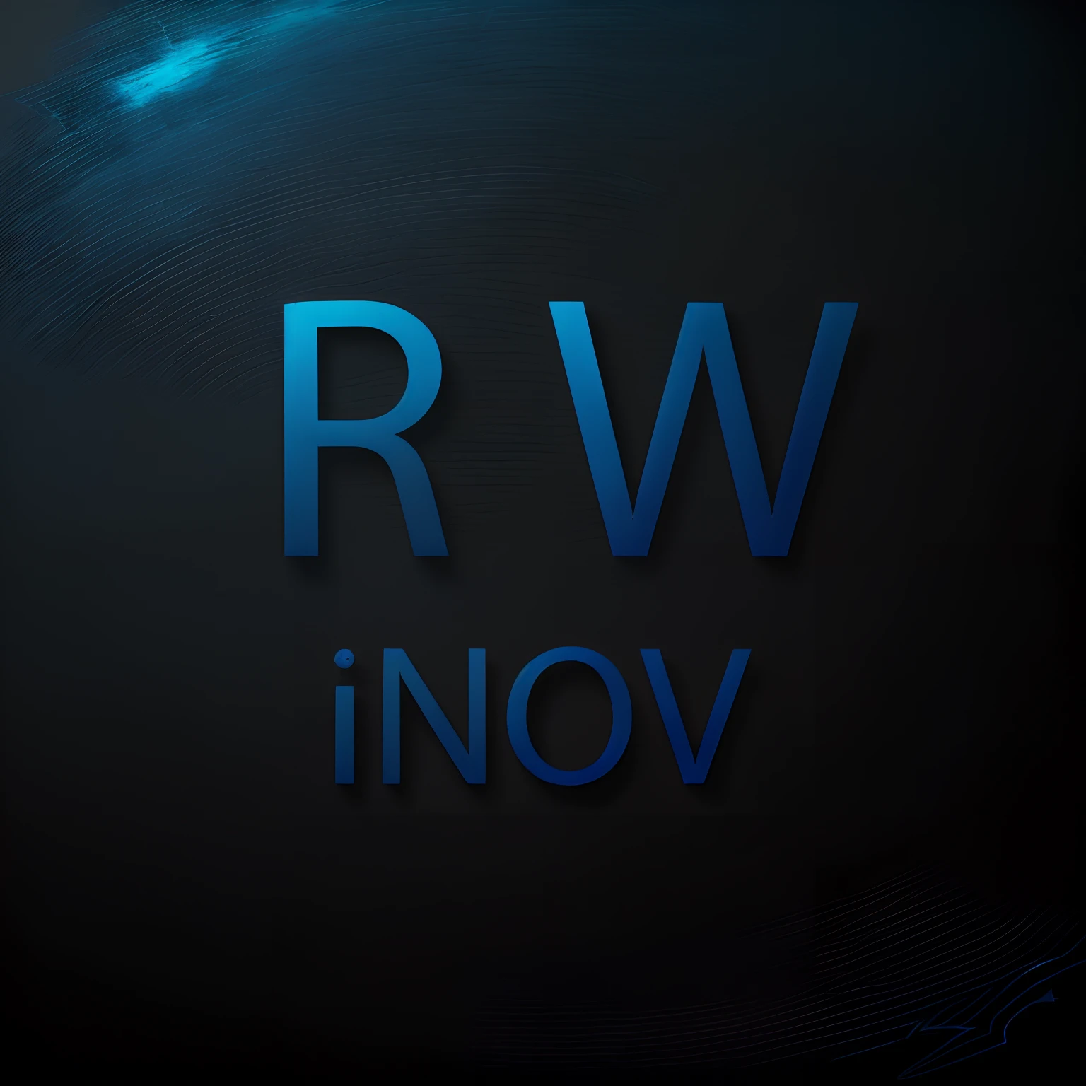 Crie um logotipo futurista para uma empresa de marketing e tecnologia, usando as letras "R W" como elementos principais. Utilize sea-colored blue tones and dark black-toned background colors for a futuristic feel. Make sure the logo has a high resolution to ensure crisp quality on different display sizes. Do not include arrows in any direction.