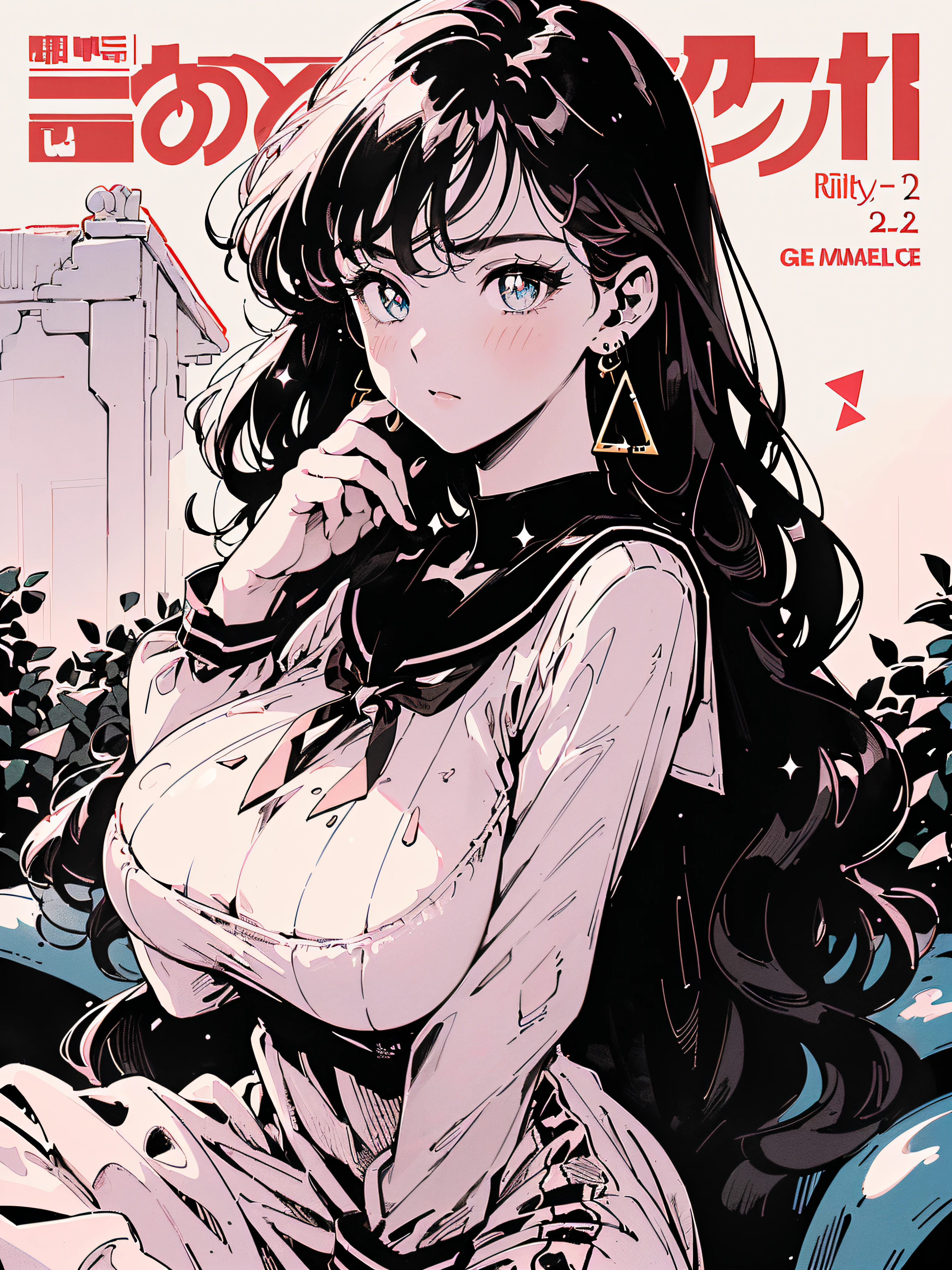 ((((((sailor dress, puffy long sleeves, frilld, on the flower bed,))))))((((Blush:1.2,Loose cuffs,))))(((((((Monochrome world, Use only shades of white and ruby and black, sparkling particles, geomerty:1.2, ))))))),((1girl,mature,Amazing,Sharp focus,seductive lady,Solo,From above:1.3,Loose knitwear ,thigh band,))(Masterpiece,Best quality, offcial art, Beautiful and aesthetic:1.2),((hyper HD,ore,Golden ratio,)) (16k),((Upper lens,Facial closure:1.2,focus onface:1.2,fox ears, (((slime-liked breasts))), (((Sagging breasts))))),(Physically-based rendering),Sharp focus, (((highdetailskin,))),intricate outfits,Delicate pupils,Cardiac pupils,Danfeng Eyes,((((detailed hairs|Long hair|Long bold side bangs|Cover your eyes|Naturally curly|Disheveled hair)))),Slender,(masterpiece sidelighting),(The sheen),(Beautiful hair,Beautiful eyes,)((unbelievable Ridiculous,)),((extremely_Detailed_Eyes_and_face)),AV actor,(Dynamic configuration: 1.2),Brilliant,Glossy, (Photorealistic), ((triangle earrings)), two-sided fabric,Ultra-precise depiction, Ultra-detailed depiction,