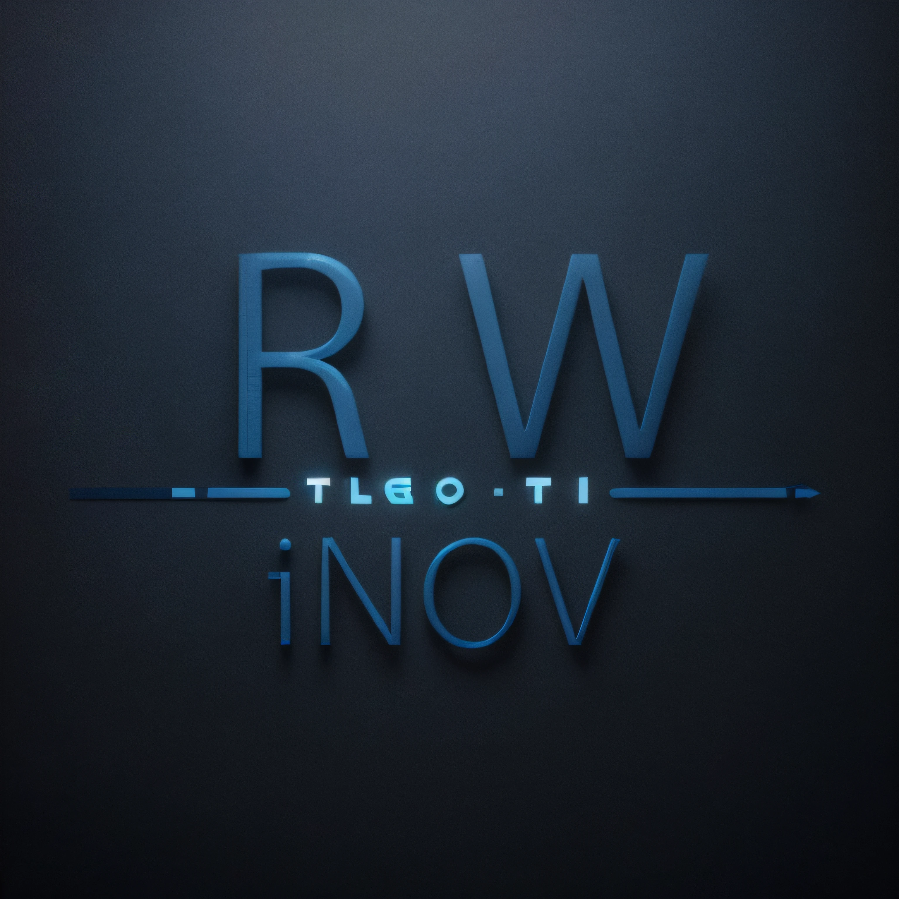 Crie um logotipo futurista para uma empresa de marketing e tecnologia, usando as letras "R W" como elementos principais. Utilize shades of blue and dark background colors to achieve a futuristic feel. Make sure the logo has a high resolution to ensure crisp quality on different display sizes. Do not include arrows in any direction. Fundo deve ser de um tom escuro