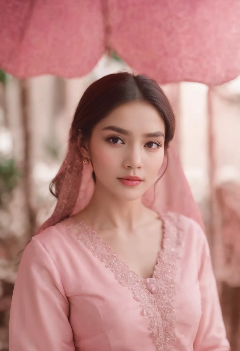 dengan ditampilkan puting warna merah muda (pink)