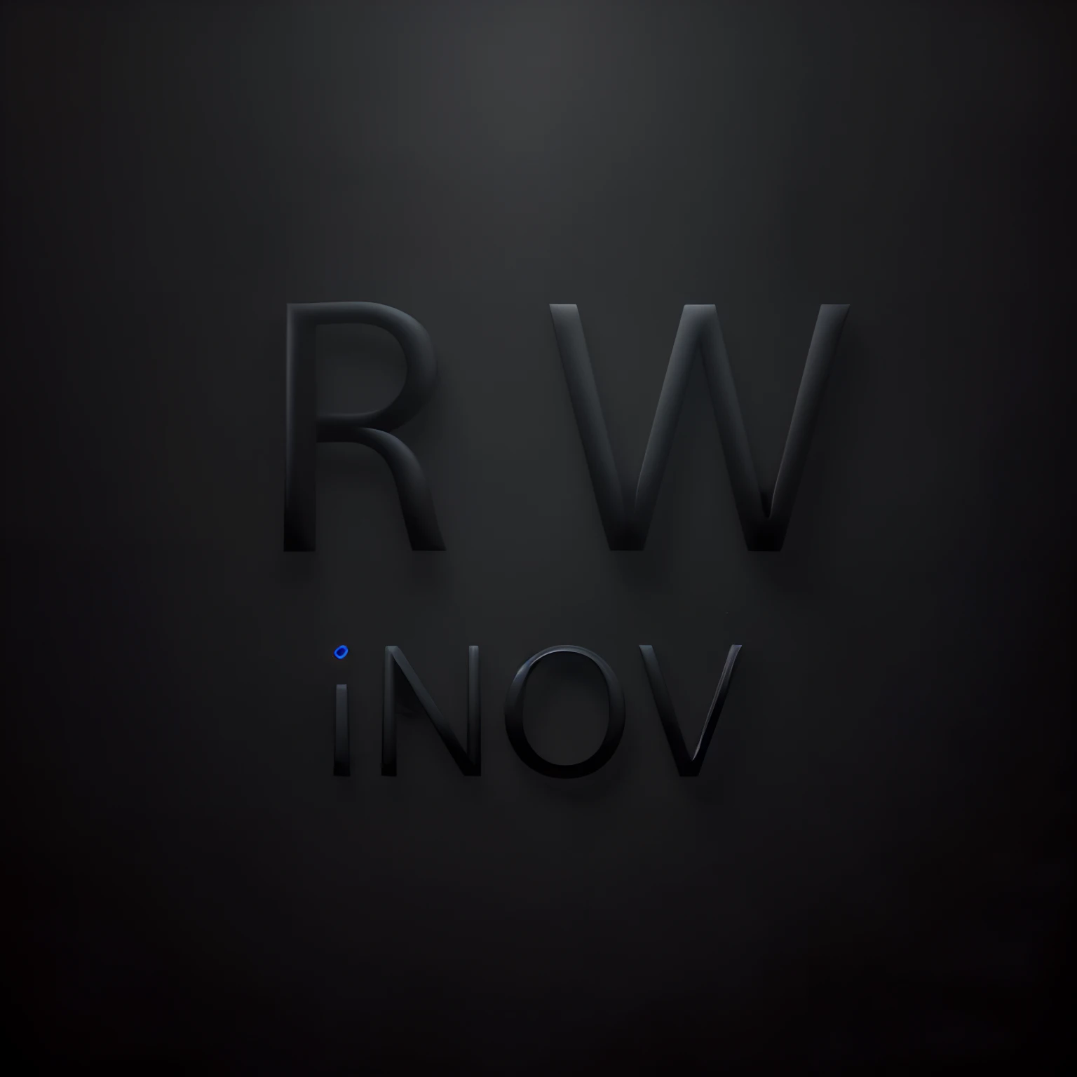 Crie um logotipo futurista para uma empresa de marketing e tecnologia, usando as letras "R W" como elementos principais. Utilize black tones and dark background colors to achieve a futuristic feel. Make sure the logo has a high resolution to ensure crisp quality on different display sizes. Do not include arrows in any direction. Fundo deve ser de um tom escuro
