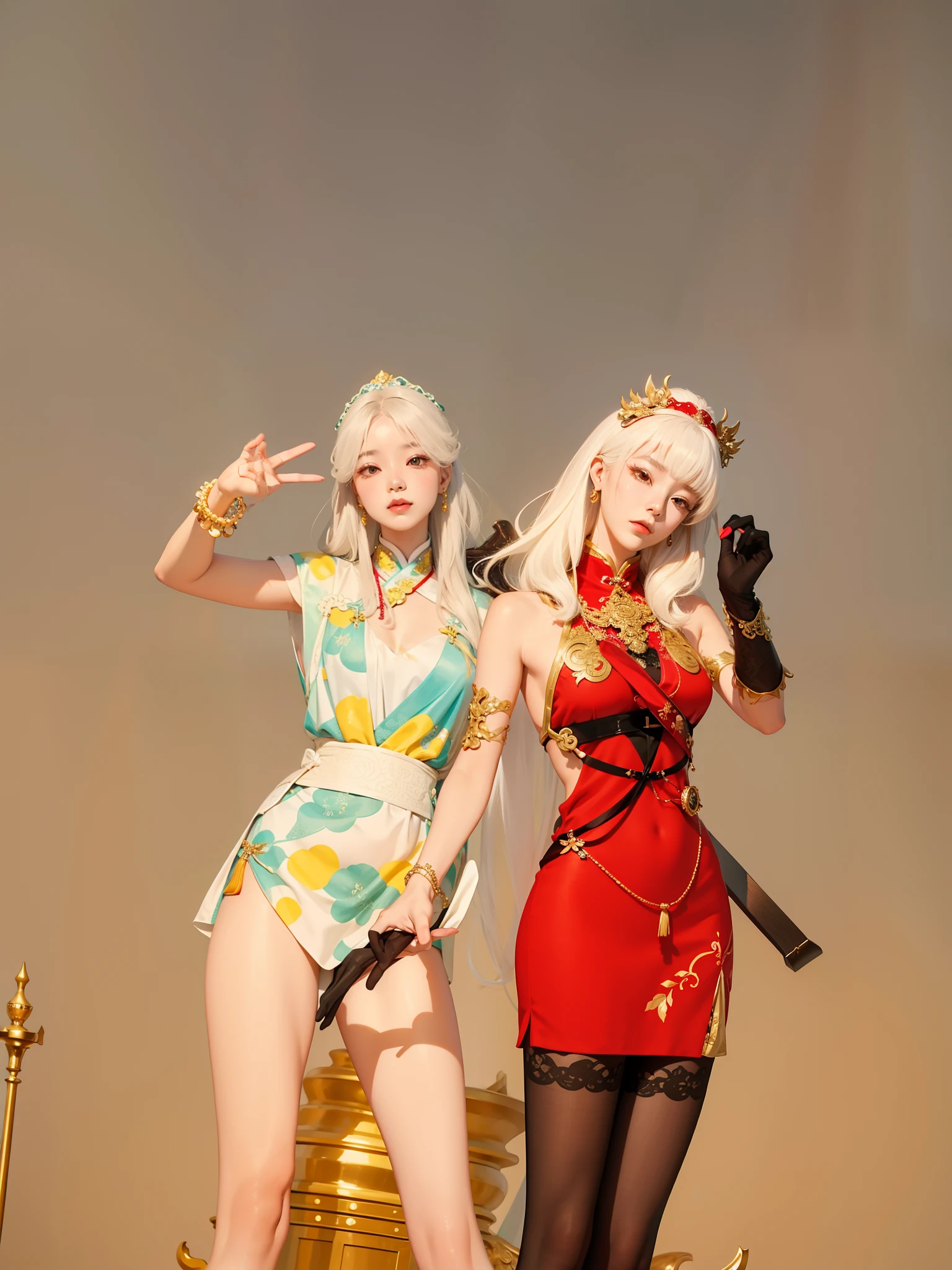 Close-up of a woman wearing a silver intricate headdress hat and red dress,Beautiful décor，glittery，Intense light and shadow， Guviz, intricate ornate anime cgi style, Guviz-style artwork, Inspired by Ai Xuan, Palace ， A girl in Hanfu, guweiz masterpiece, Beautiful rendering of the Tang Dynasty, inspired by Zhang Xuan, Zhang Jingna，a sense of atmosphere