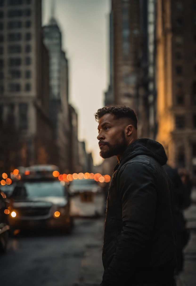 Venom screeming downtown NYC as he holds on with one arm, cinematic, dramatic light, golden hour, haze