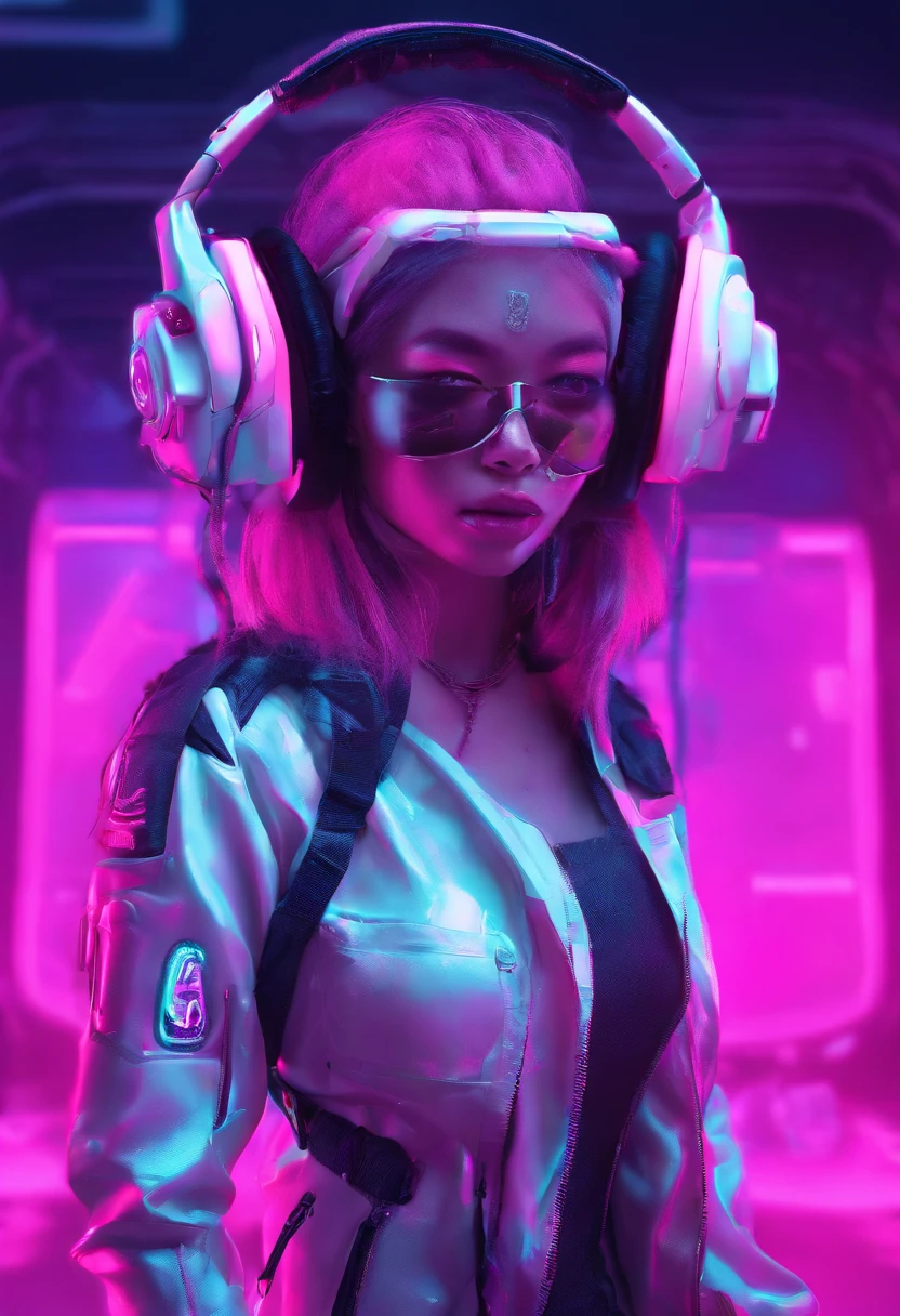 Realistic portrait photography + dynamic composition for anthropomorphic chibi vaporwave monkey movie shooting, incredible detail, sharpening, detail + intricate detail + professional lighting, cyberpunk