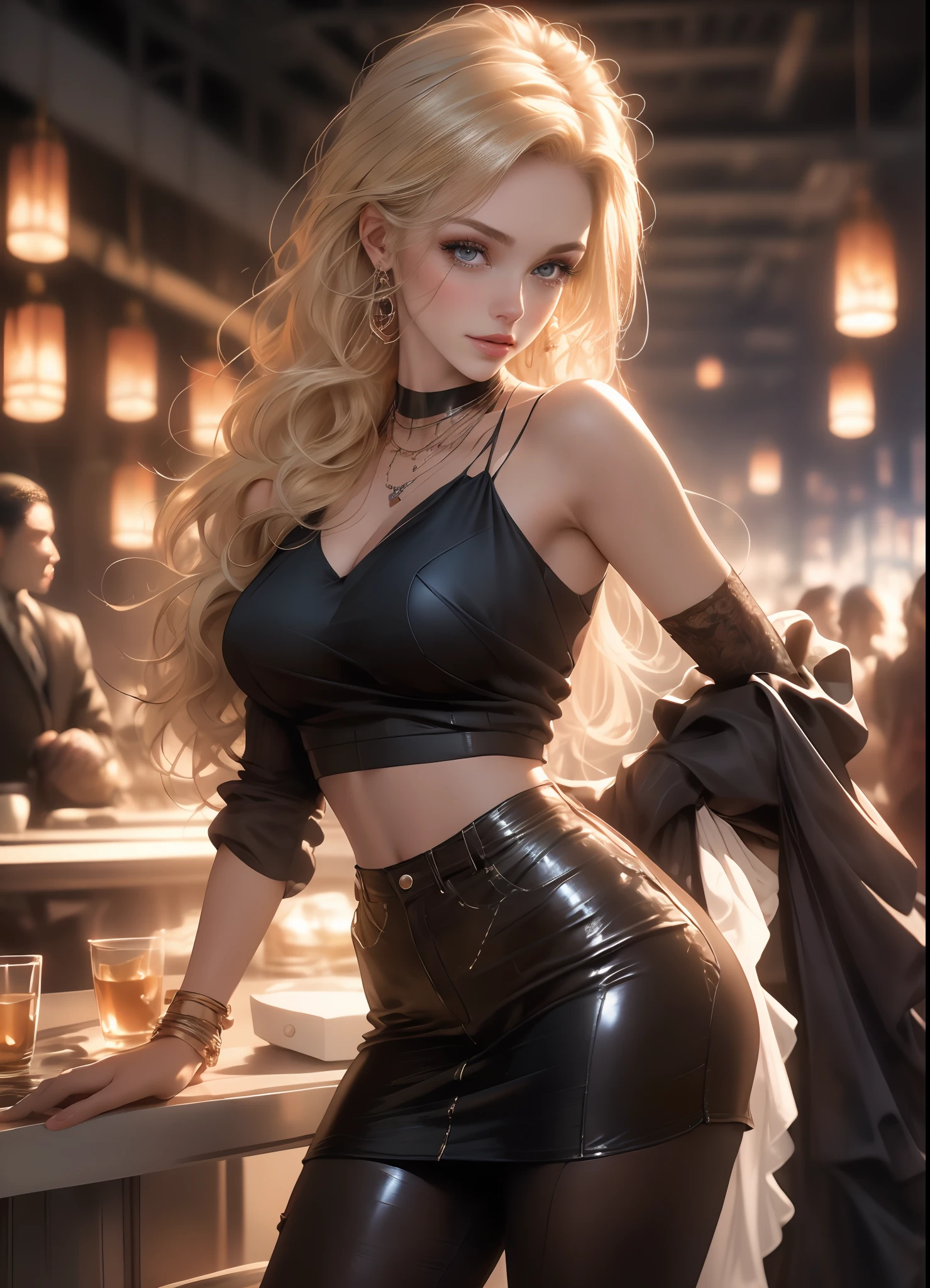 masterpiece, top quality, 8K, real person, realistic, very dense CG, shiny skin, fully focused, radiant, beautiful British blonde girl, wearing a loose top, stylish design, mesmerizing look,bold and majestic look, Background England, beautiful and elegant lady