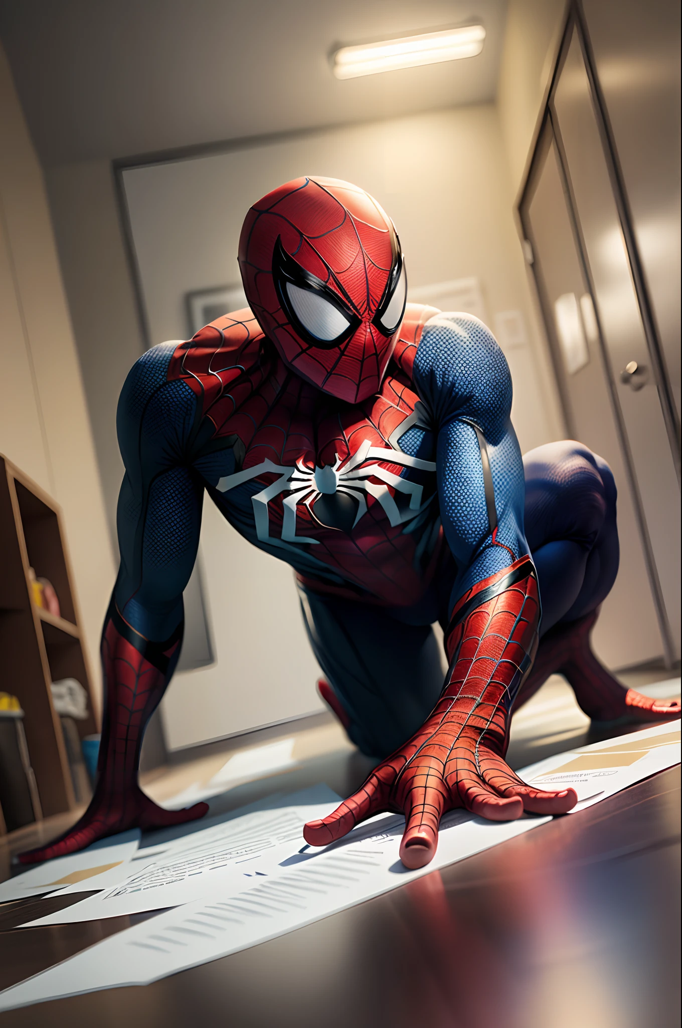 Spiderman doing taxes
