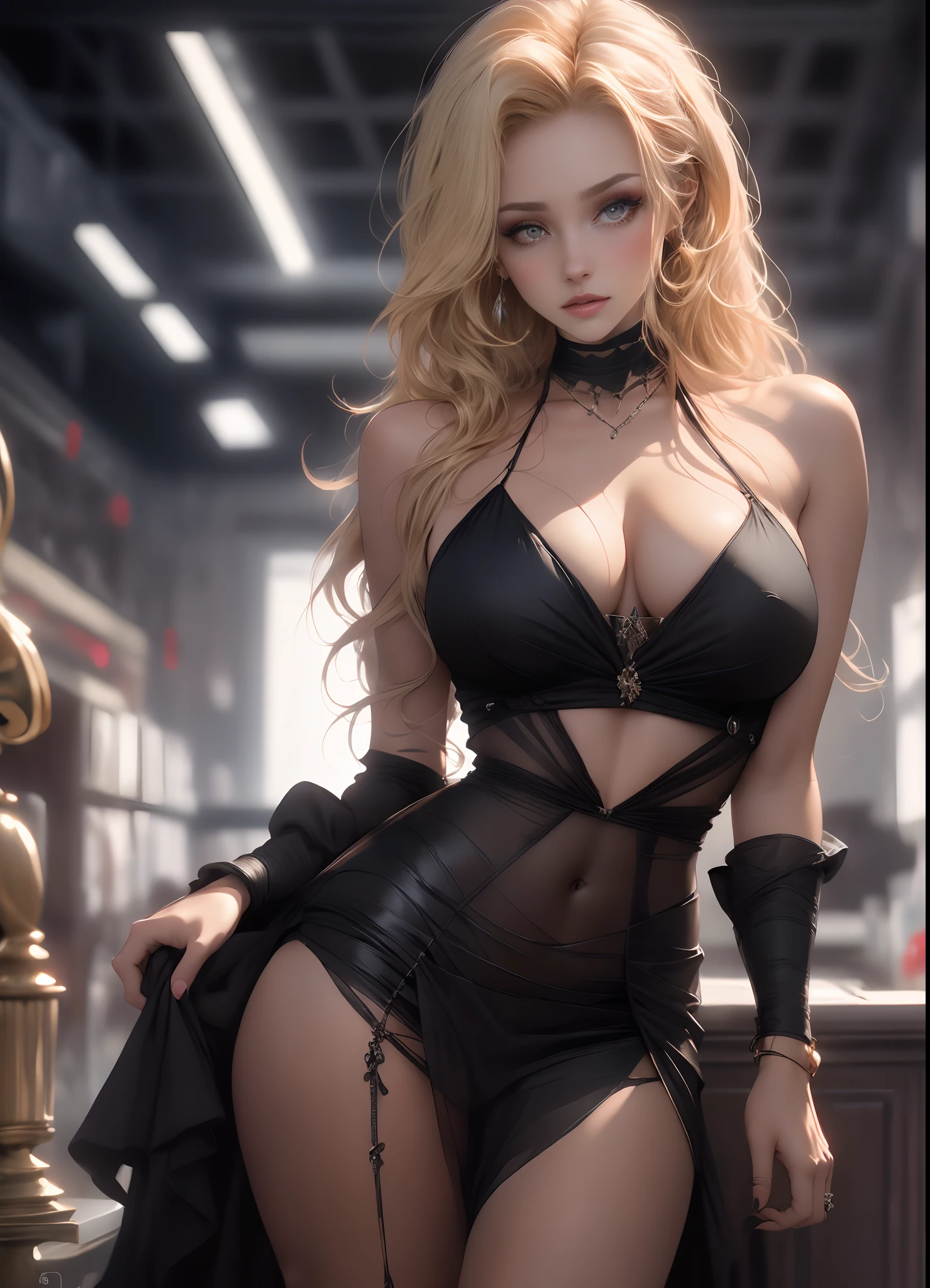 masterpiece, top quality, 8K, real person, realistic, very dense CG, shiny skin, fully focused, radiant, beautiful British blonde girl, wearing a loose top, stylish design, mesmerizing look,bold and majestic look, Background England, beautiful and elegant lady