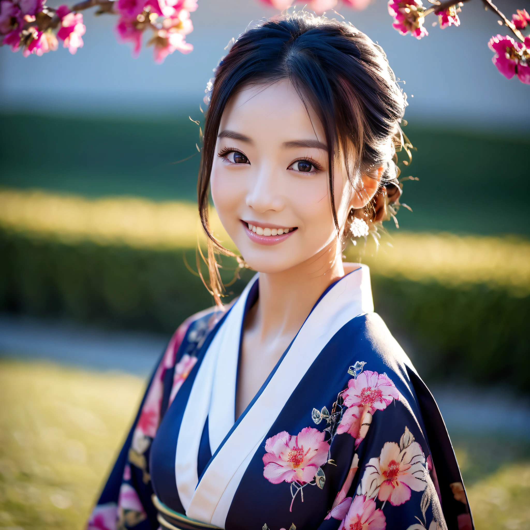 (Super beautiful woman in kimono)、((best qualtiy、8k masterpieces:1.3))、foco nítido:1.2、(ultra beautiful faces:1.0)、(shinny skin:1.0)、photos realistic、A dark-haired、Video Lighting、High-definition eyes and face、Video Lighting、Japanese actressl、from the front side、medium breasts、With a happy smile、Slender Abs Beauty、Whole body、wearing kimonos、In a snowy landscape