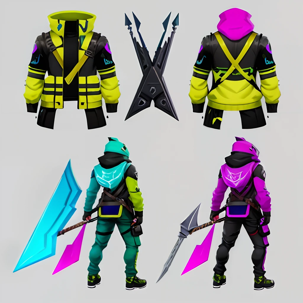 A Fortnite skin concept that has a backbling, pickaxe, and glider that is themed off of lizards