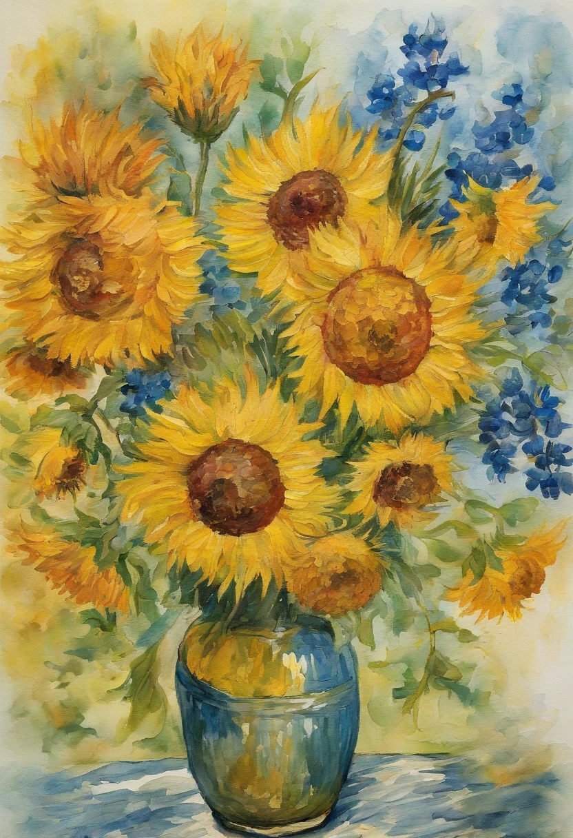 Van Gogh's painting::style Pointillism style、It is made up of various large and small things、Clear dots of color、Highly detailed ::n_style Anime、Photorealsitic、Deformed、glitched、highcontrast、noisy