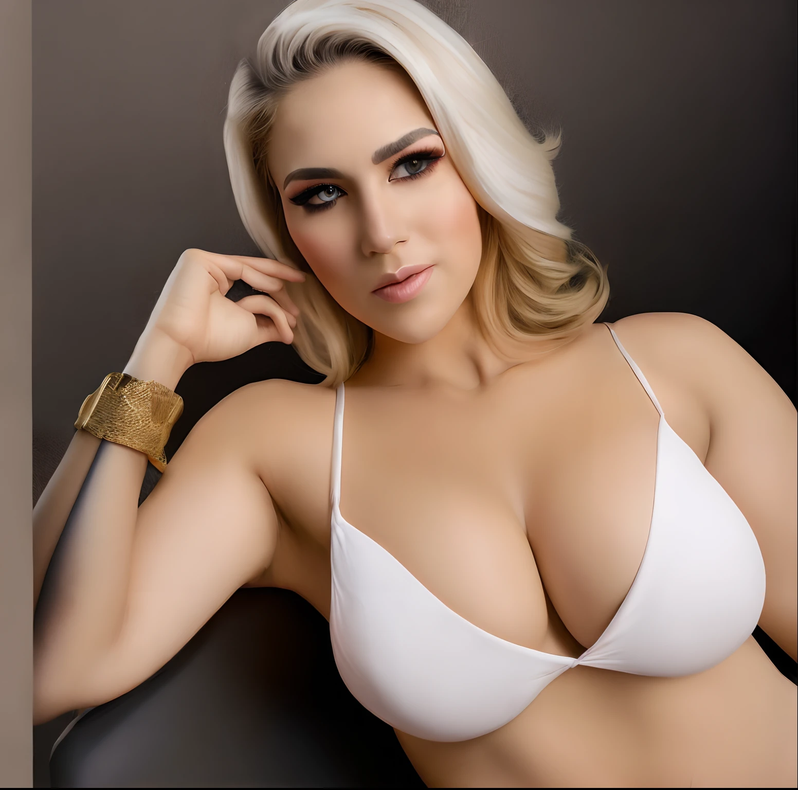 Create an image of a sexy trans female with a huge dick
