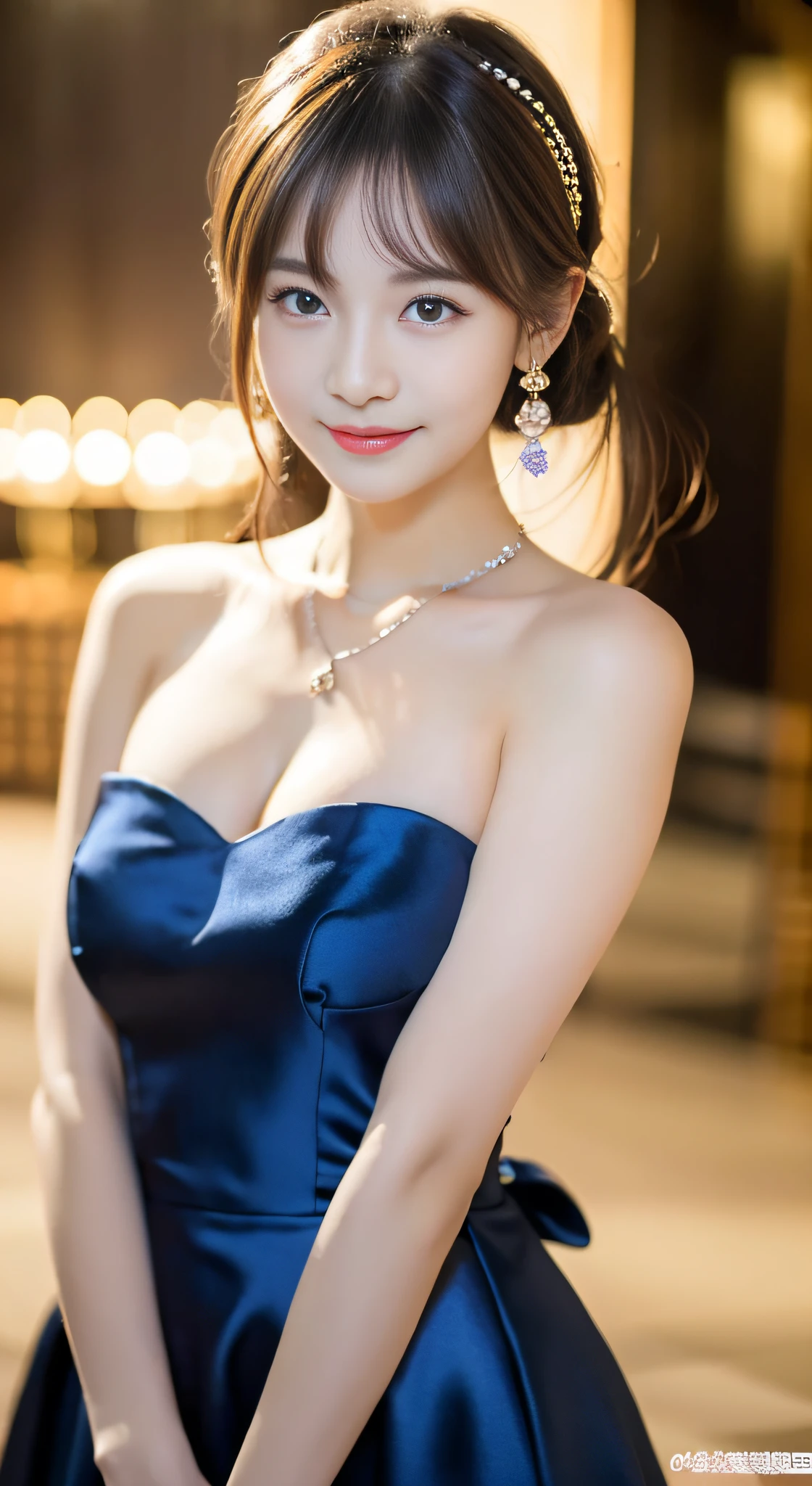 (32K,very high res, high detailing, highly accurate,Pretty Girl 1:1.5),Raw photo & realistic atmosphere,beautiful dark blue eyes,Detailed mouth,Glossy lips,Detailed eyebrows,Soft white skin that shines with every detail,,Eyes drawn in detail、Very beautiful eyes with azure eyes,Detailed lips、Very beautiful face,Very well-formed face、Lifelike face,shiny beautiful lips,Beautiful eyebrows,Infinite reality,Best design,(Insanely cute Japan 16 years old,Beautifully shaped breasts,Very cute beautiful girl,Little Girl,Healthy body,Outstanding style:1.5),Best Natural Makeup,Japanese ido,Korean Idols,Young sensual idol,Moist eyes,Dark Beautiful Deep Eyes,Beautiful butt,beauty legs:1.3),超A high resolution、Natural and realistic face,Pure eyes are too cute,(((photorealisim,Photograph the whole body))),Reality Live Action,(Fashionable, Luxurious and voluminous earrings,a necklace,A bracelet,gyuru,Glossy nail art,Gorgeous Party Long Dresses,Luxury Gorgeous Court,White G Strength,high-heels,hairaccessories,Calm and fashionable girl,Shiny brown hair,Fancy Hair Arrangements for Party,独奏,Lori,little smiling,full body Esbian,Show full-body fashion,Red carpet, A gorgeous long dress that you won't forget once you see it,The only beauty,Cute 15 year old girl,Very cute 15 year old girl:1.7),Night in Roppongi