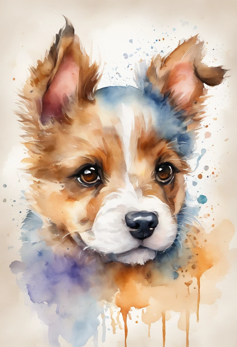 puppy,fofinho, Chibi, fundo simples, adorable animal, kawaii