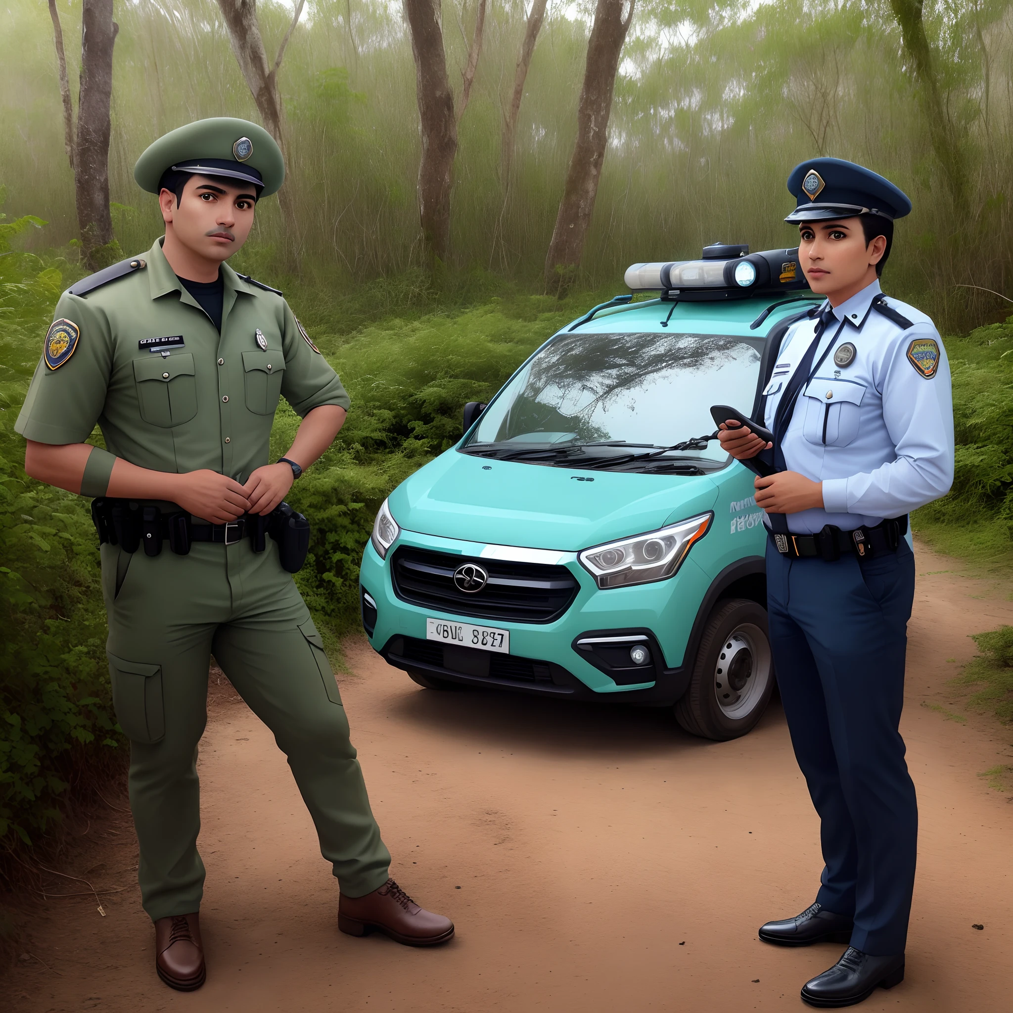 Police car in forest