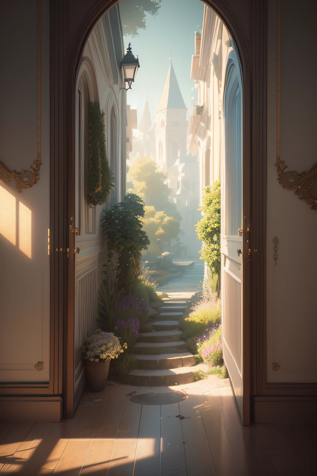 The scenery of the beautiful mysterious world, Highly detailed, Clear photography, Photorealistic, muted pastel colors, Highly detailed, Intricate, path-traced, illustration, insanely details, Shadow map volumetric light, mirror lighting